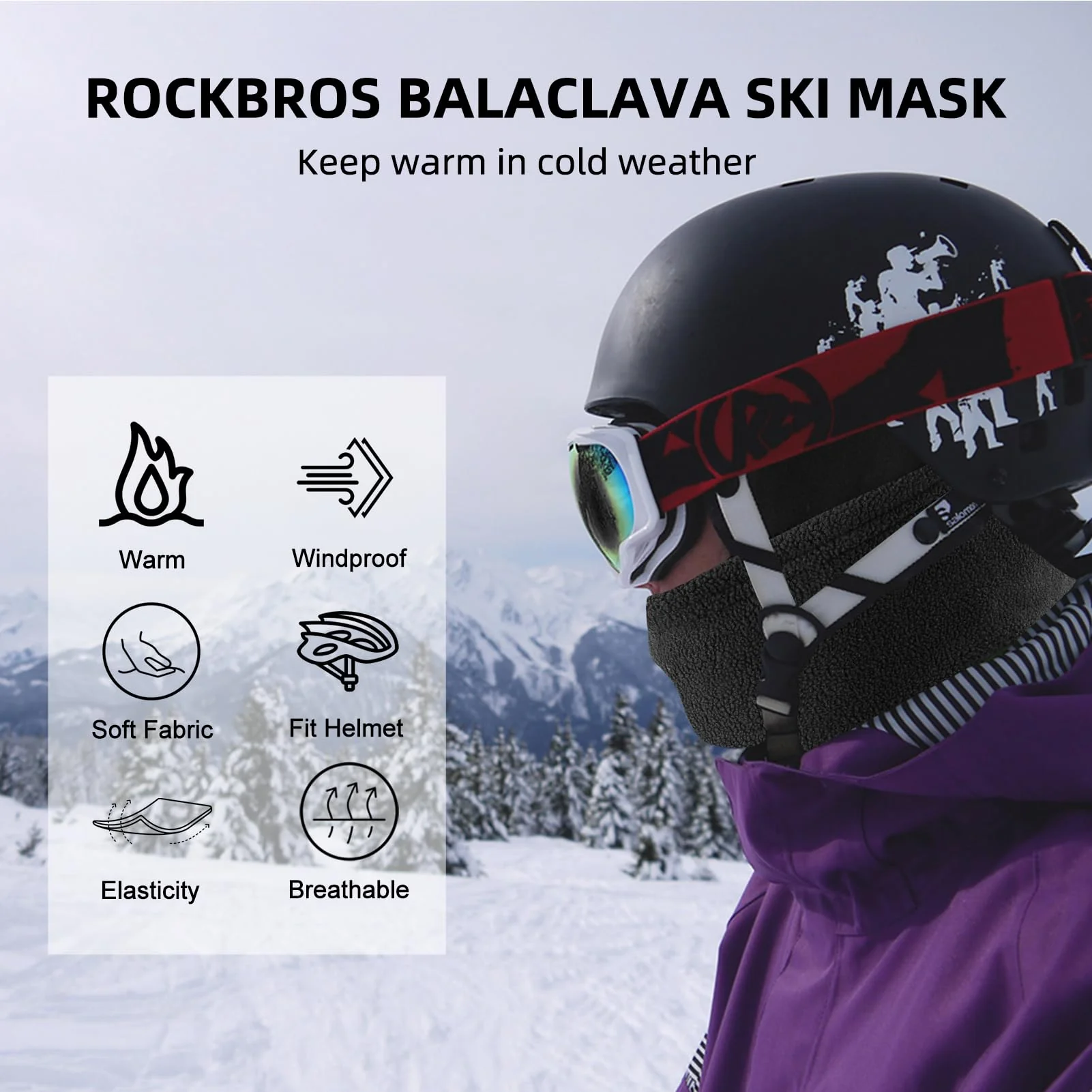 ROCKBROS Cold Weather Windproof Thermal Winter Balaclava Ski Mask Neck Warmer Hood - Image 114