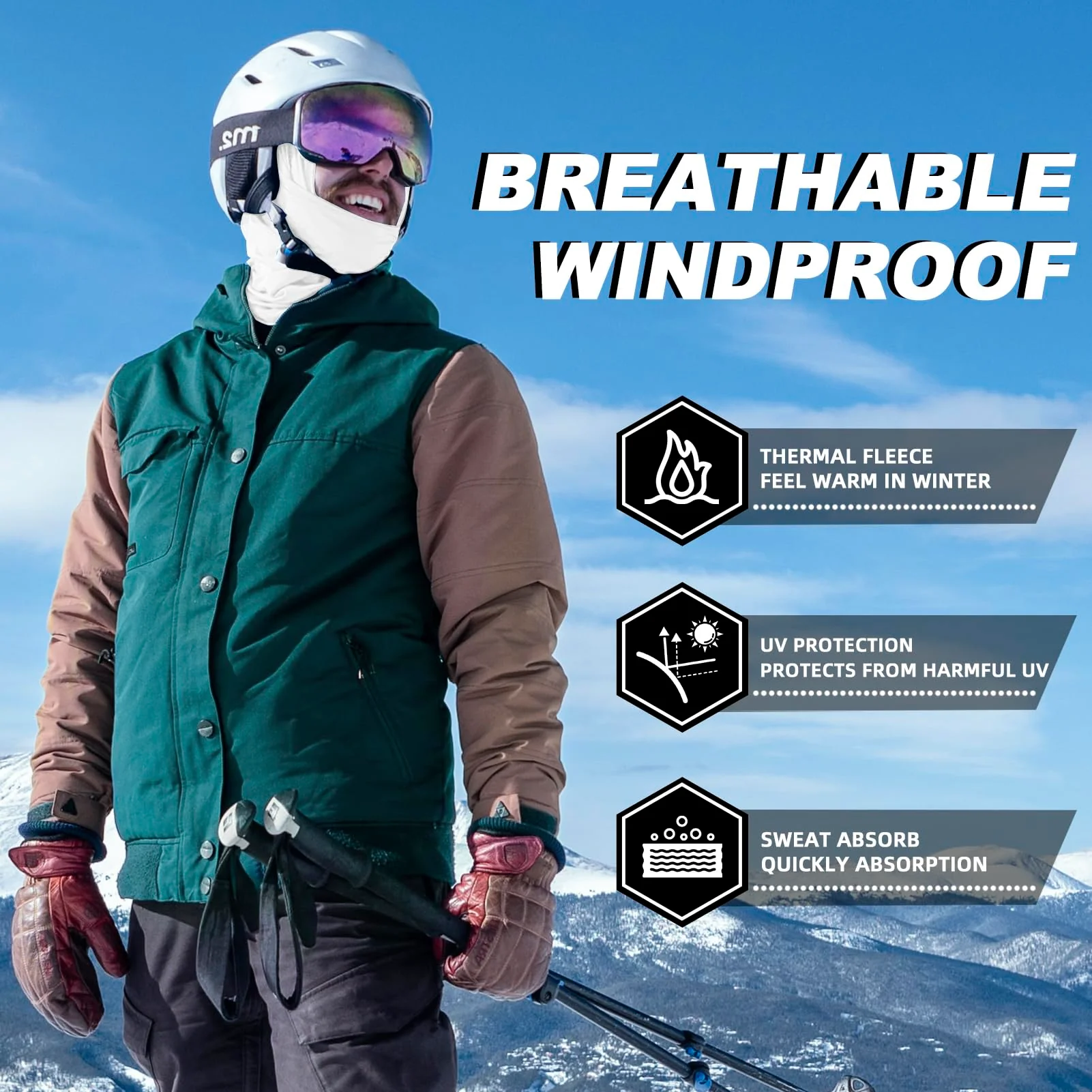 ROCKBROS Cold Weather Windproof Thermal Winter Balaclava Ski Mask Neck Warmer Hood - Image 124