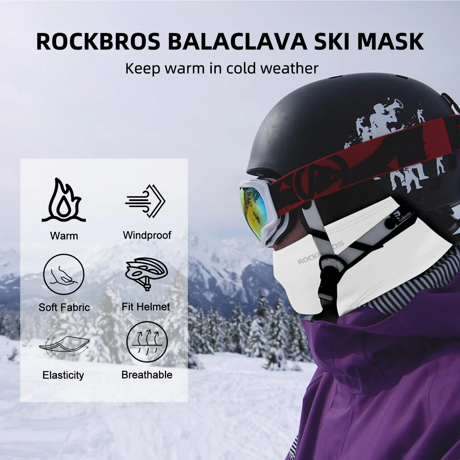 ROCKBROS Cold Weather Windproof Thermal Winter Balaclava Ski Mask Neck Warmer Hood - Image 125