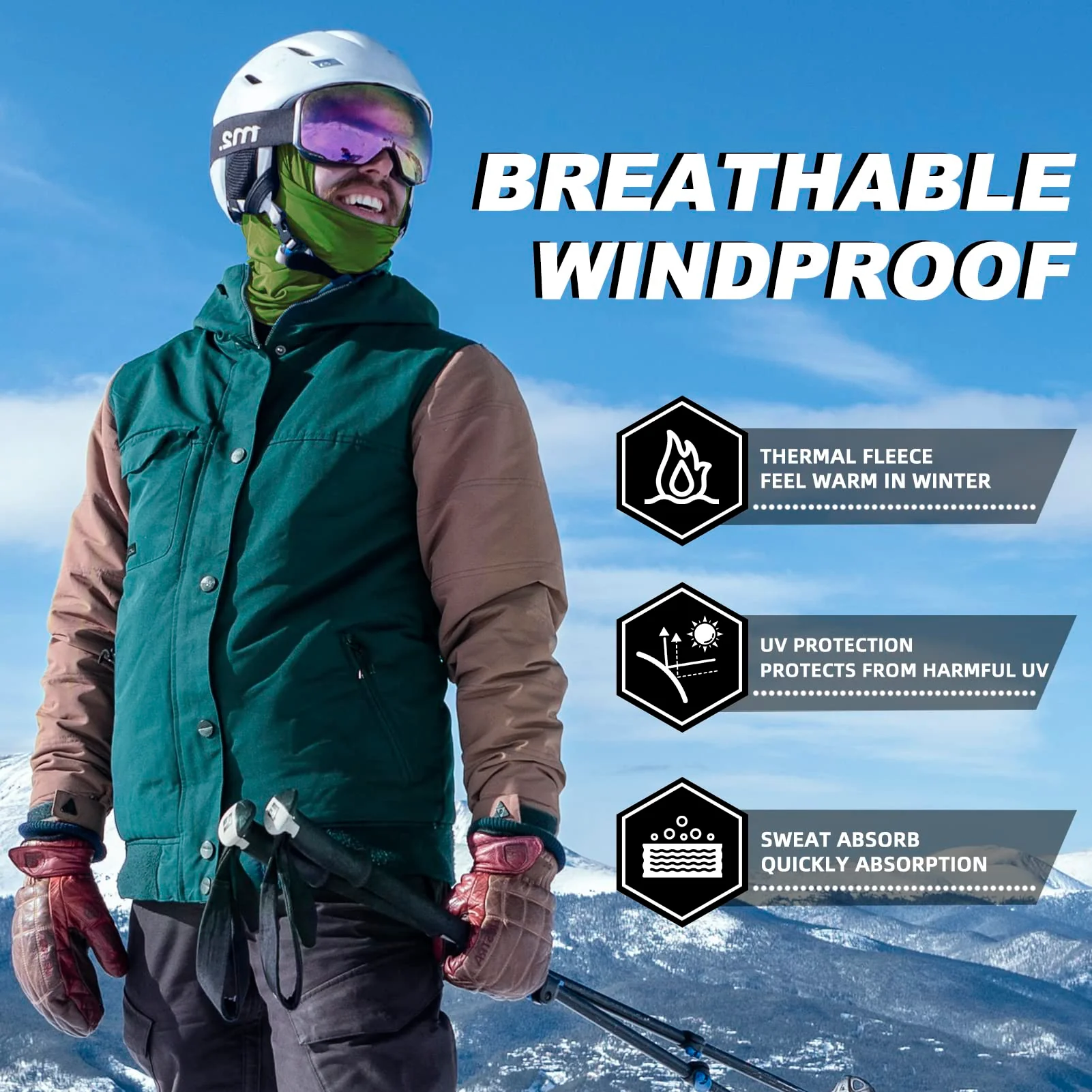 ROCKBROS Cold Weather Windproof Thermal Winter Balaclava Ski Mask Neck Warmer Hood - Image 93