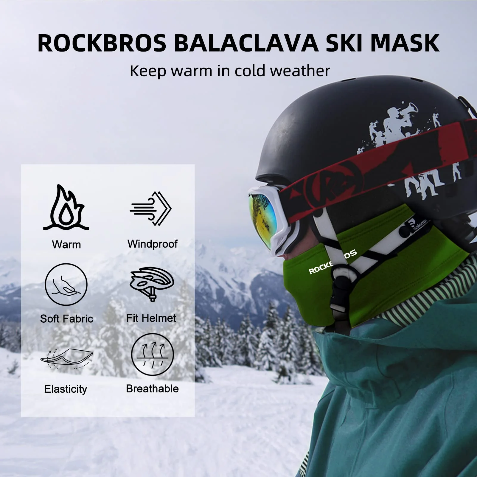 ROCKBROS Cold Weather Windproof Thermal Winter Balaclava Ski Mask Neck Warmer Hood - Image 94