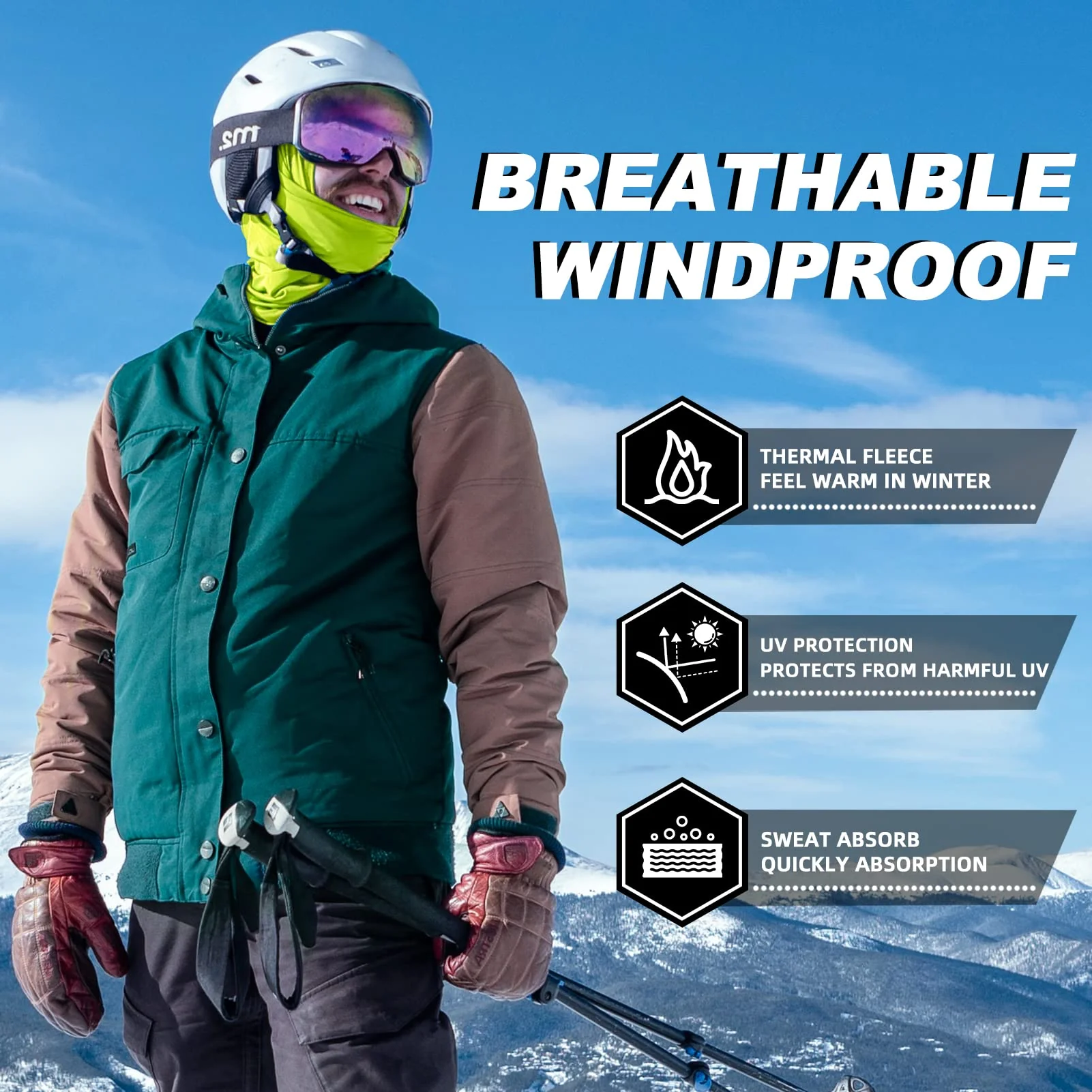 ROCKBROS Cold Weather Windproof Thermal Winter Balaclava Ski Mask Neck Warmer Hood - Image 98