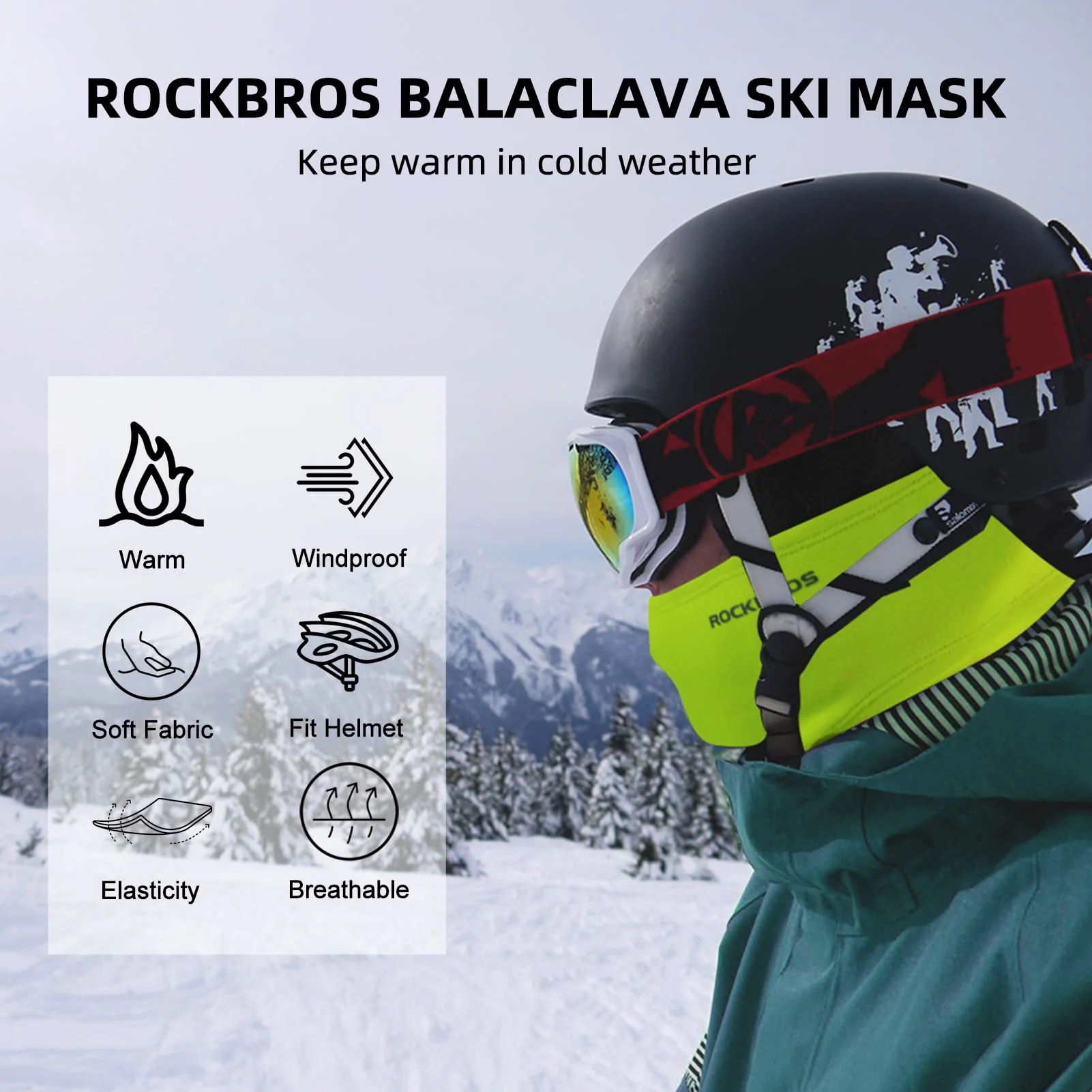 ROCKBROS Cold Weather Windproof Thermal Winter Balaclava Ski Mask Neck Warmer Hood - Image 99