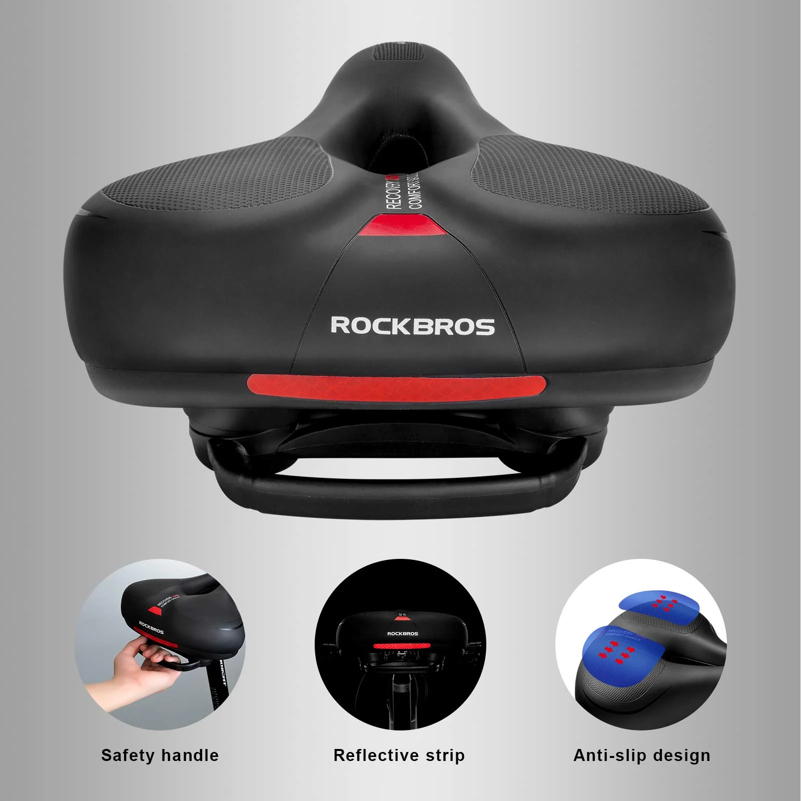 ROCKBROS Comfort Bike Saddle Soft Wide Seat for Men Women with Shock Absorption - Image 6