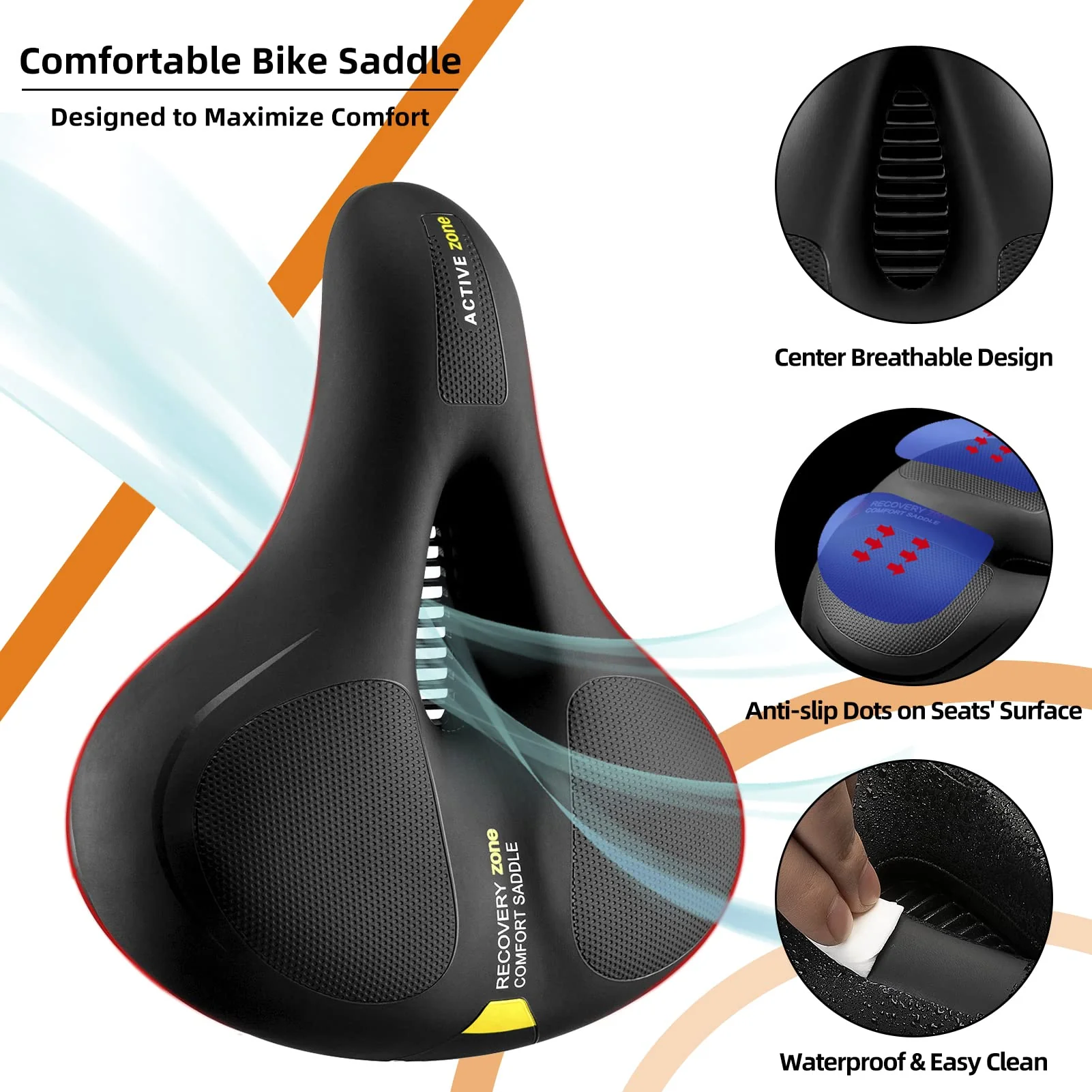 ROCKBROS Comfort Bike Saddle Soft Wide Seat for Men Women with Shock Absorption - Image 7