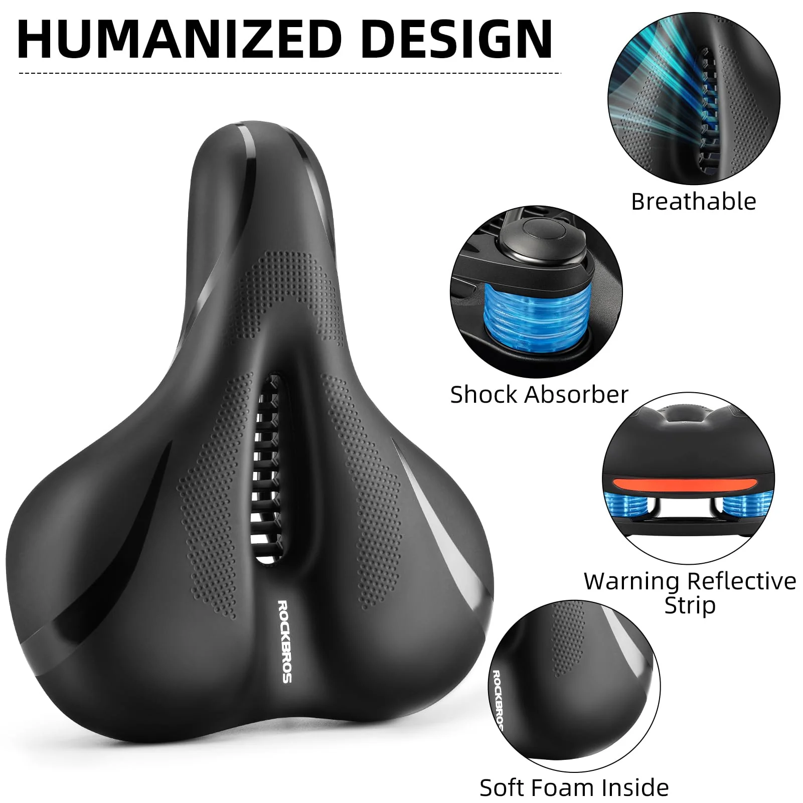 ROCKBROS Comfort Gel Bike Seat Breathable Waterproof Saddle Cruiser/Mountain/Fat Bikes - Image 28