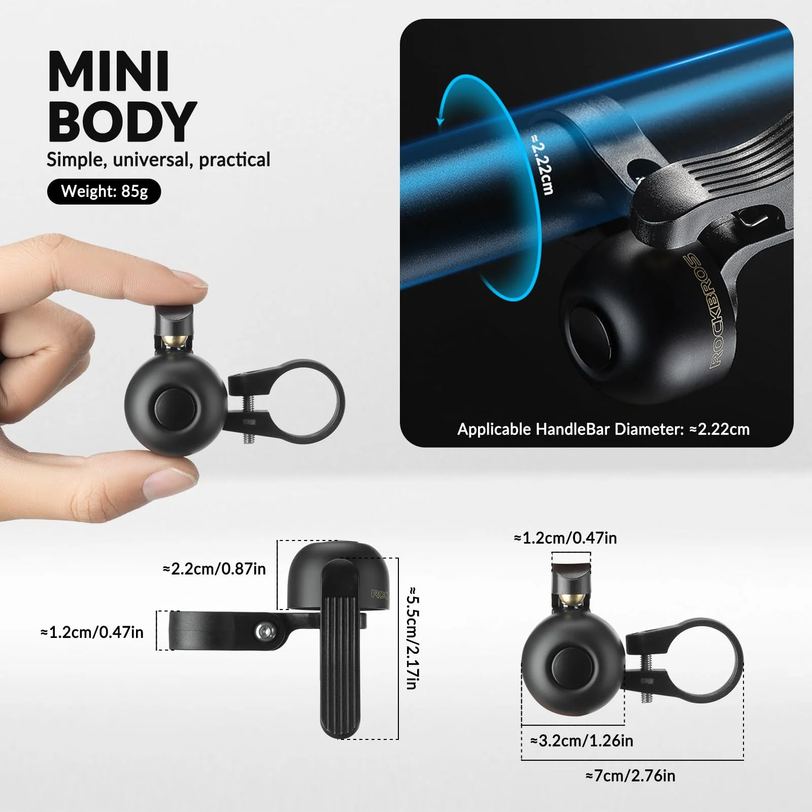 ROCKBROS Copper Alloy Bike Bell Clear Loud 100dB Sound, Sturdy Bell for Handlebars - Image 6