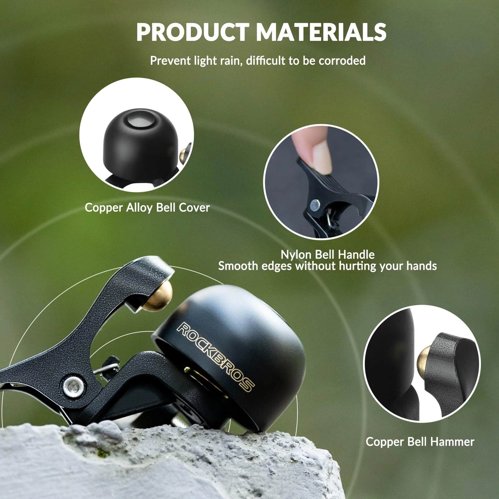 ROCKBROS Copper Alloy Bike Bell Clear Loud 100dB Sound, Sturdy Bell for Handlebars - Image 7