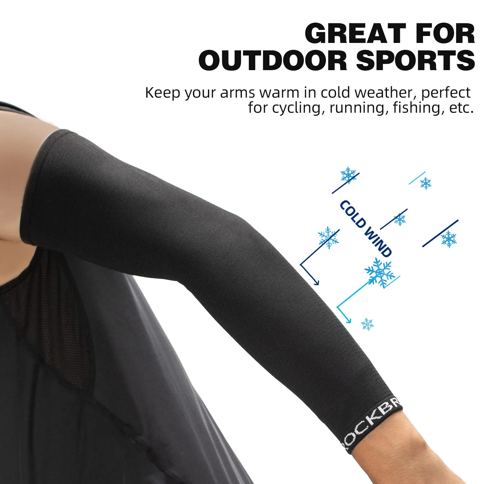 ROCKBROS Cycling Arm Warmers for Men and Women Thermal Knit Arm Sleeves for Running Football Driving - Image 3