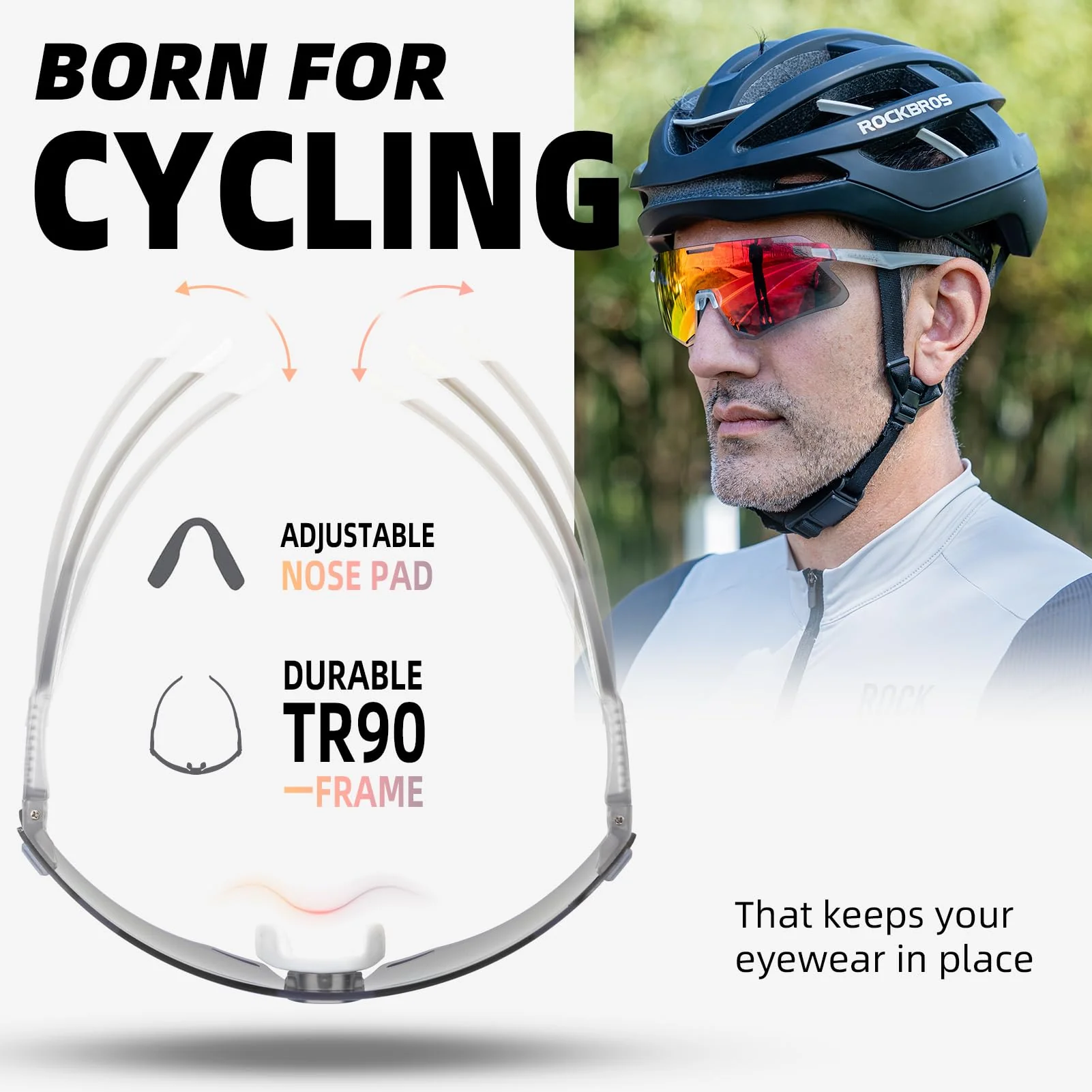 ROCKBROS Cycling Glasses Bike Photochromic MTB Sunglasses for Men TR90 - Image 3