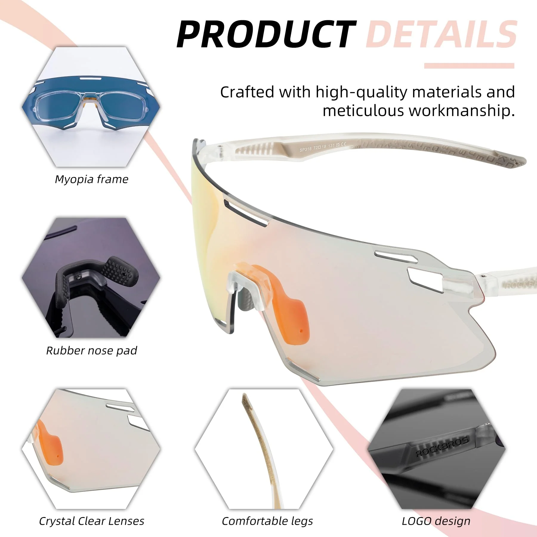 ROCKBROS Cycling Glasses Bike Photochromic MTB Sunglasses for Men TR90 - Image 4