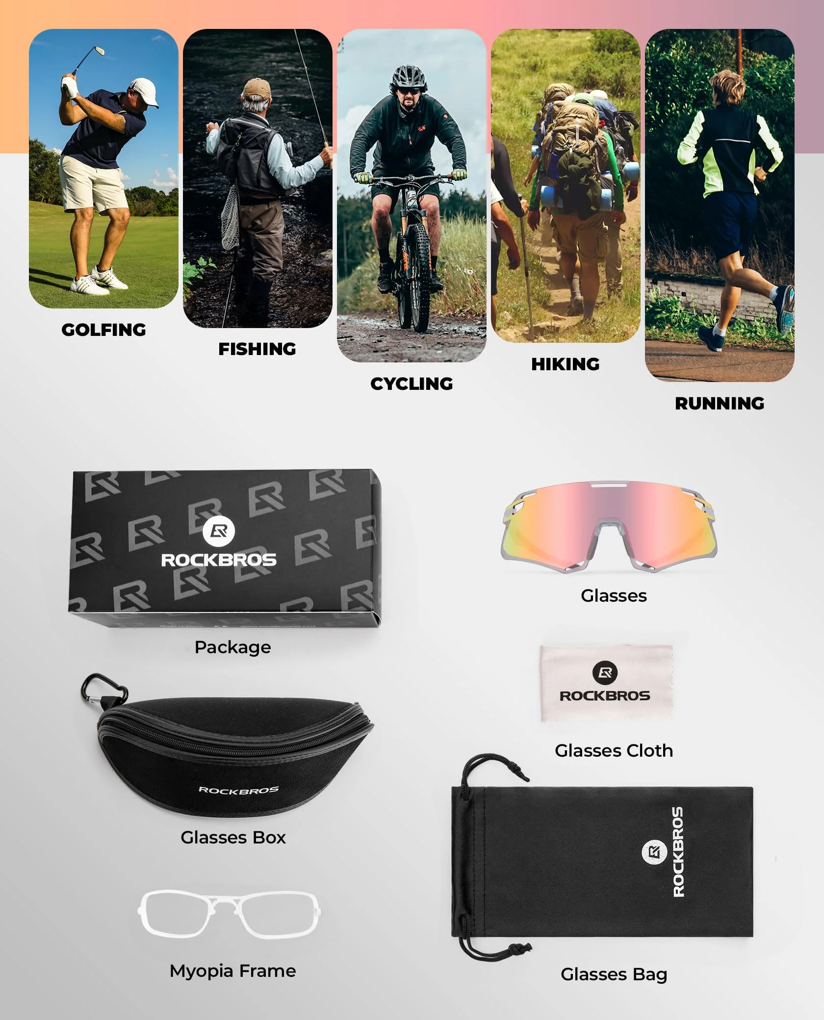 ROCKBROS Cycling Glasses Bike Photochromic MTB Sunglasses for Men TR90 - Image 8