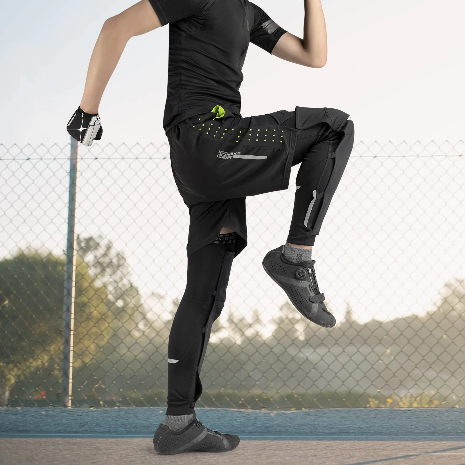 ROCKBROS Cycling Leg Warmers Thermal Fleece Windproof Compression Knee Sleeves for Men Women - Image 2