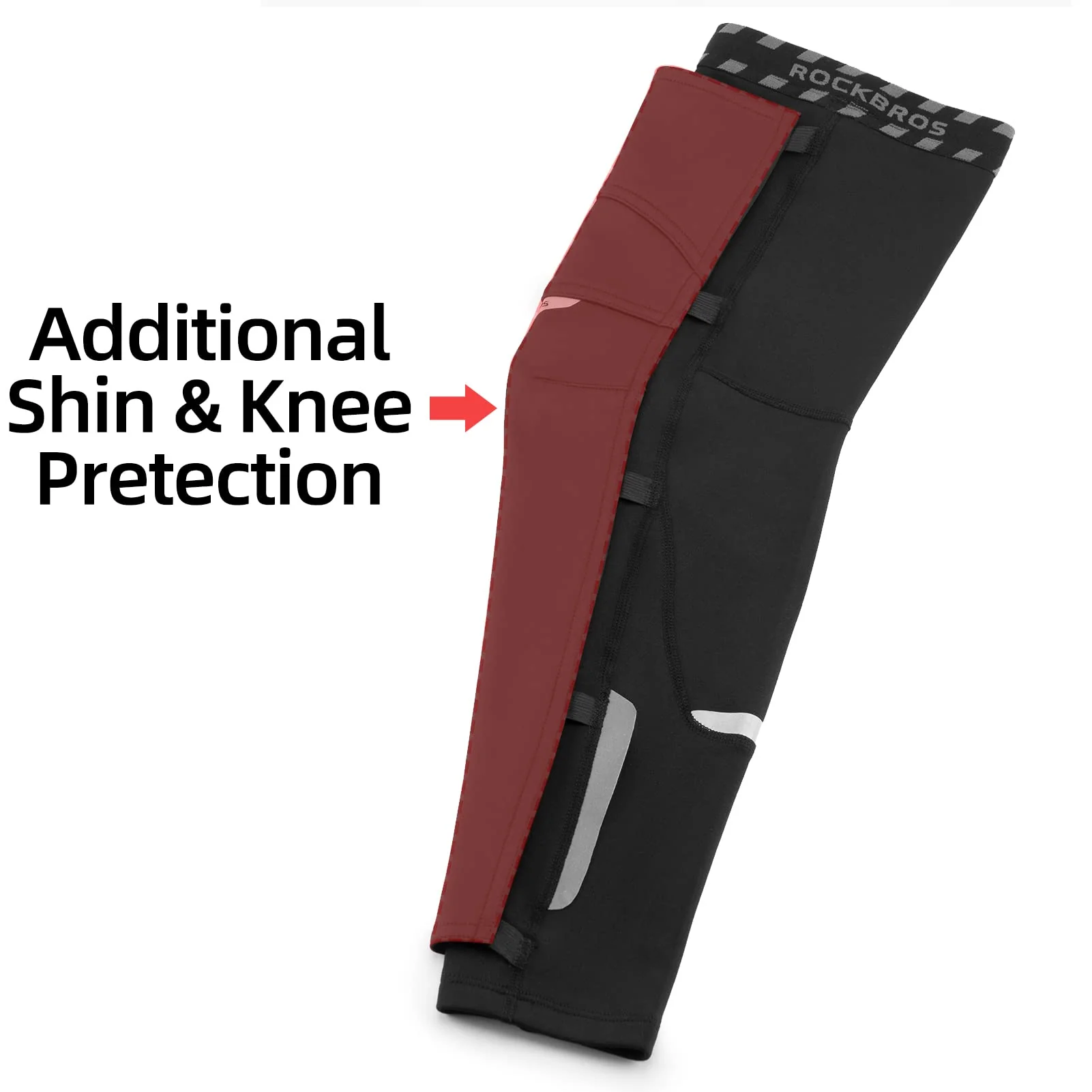 ROCKBROS Cycling Leg Warmers Thermal Fleece Windproof Compression Knee Sleeves for Men Women - Image 3
