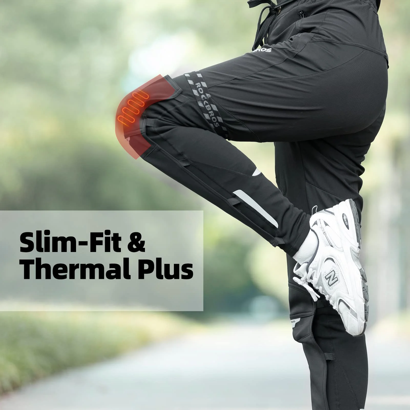 ROCKBROS Cycling Leg Warmers Thermal Fleece Windproof Compression Knee Sleeves for Men Women - Image 5