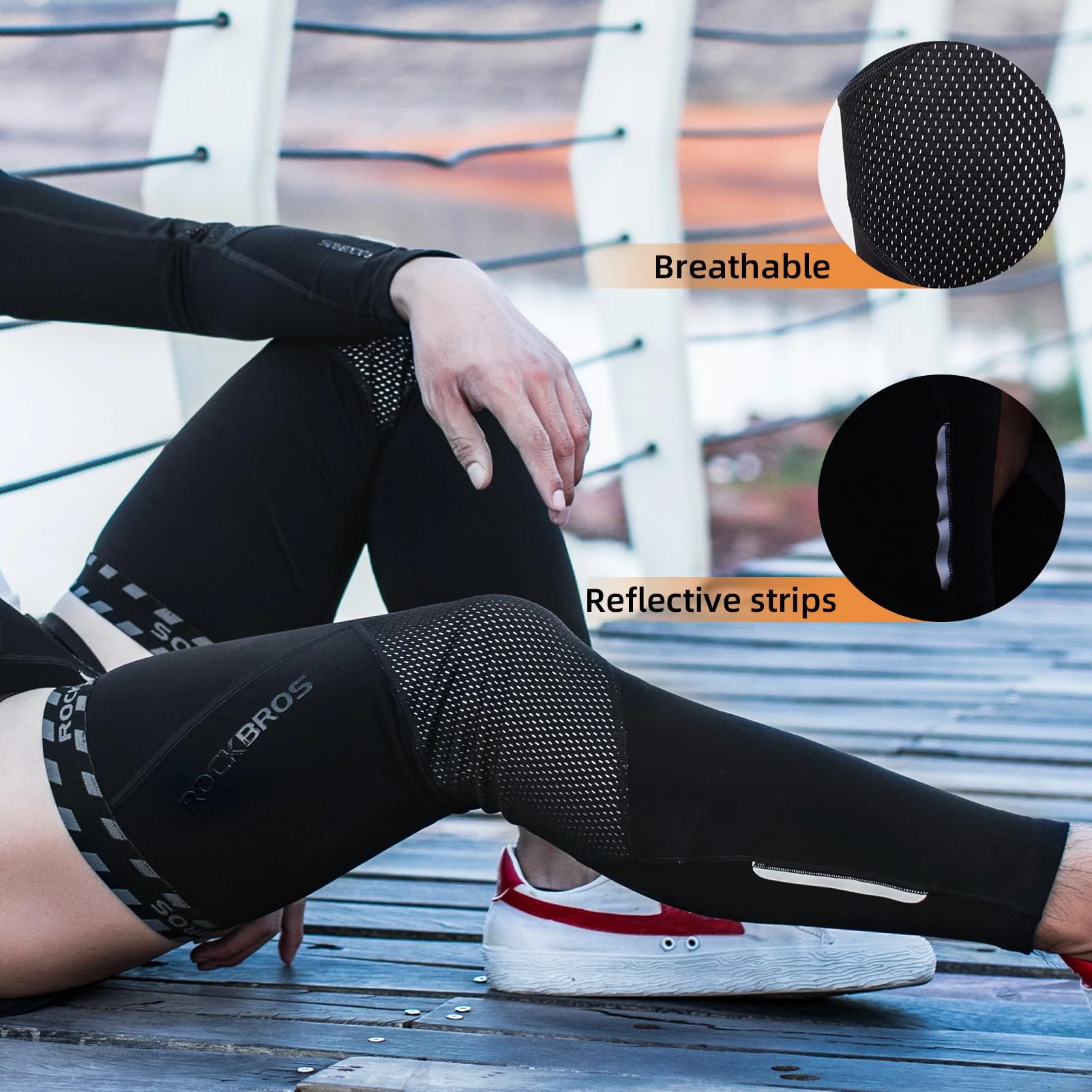 ROCKBROS Cycling Leg Warmers Thermal Long Leg Sleeves for Men Women Legwarmer - Image 3