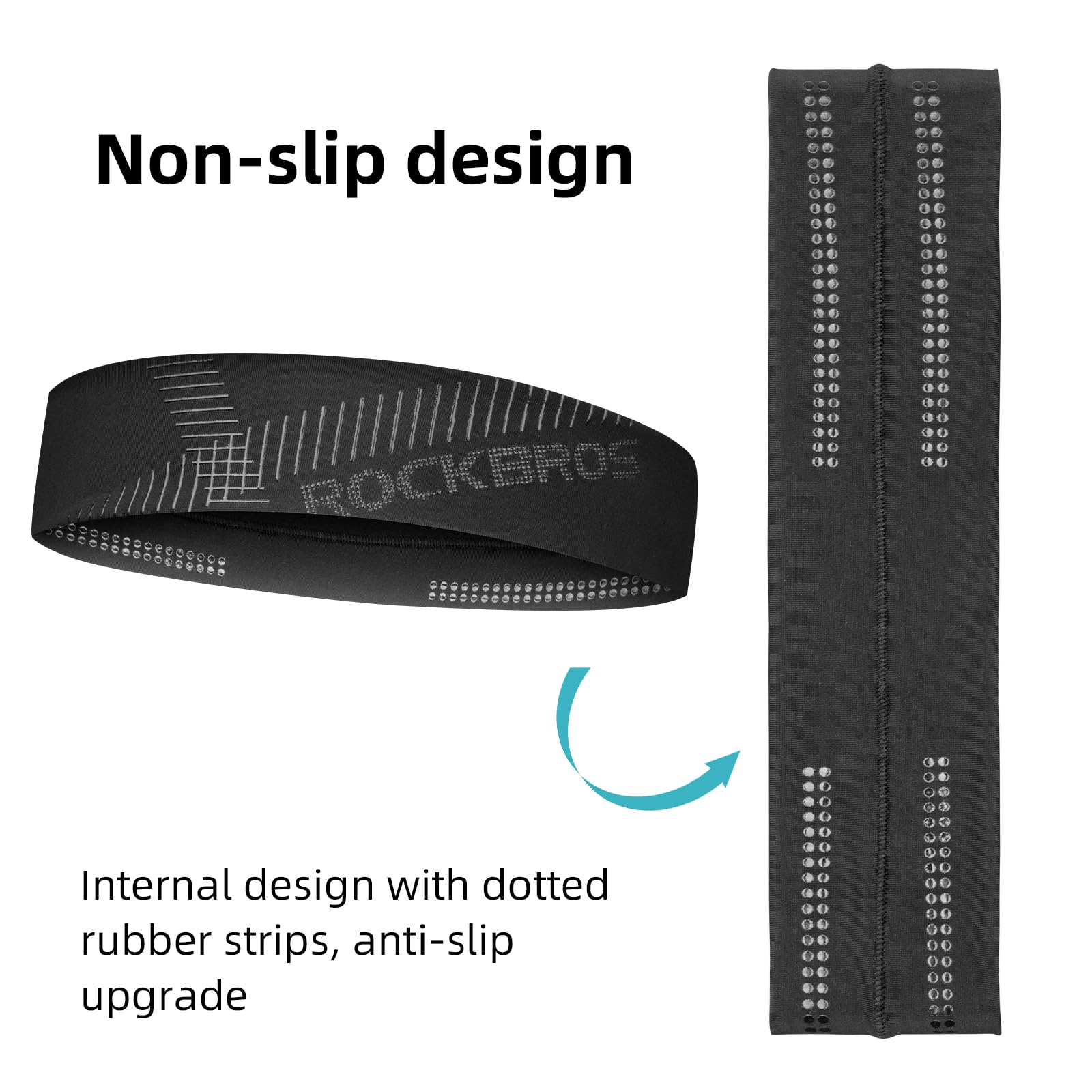ROCKBROS Elastic Non-Slip Headband for Men Women Soft Sweatband for Running, Yoga Workouts - Image 3