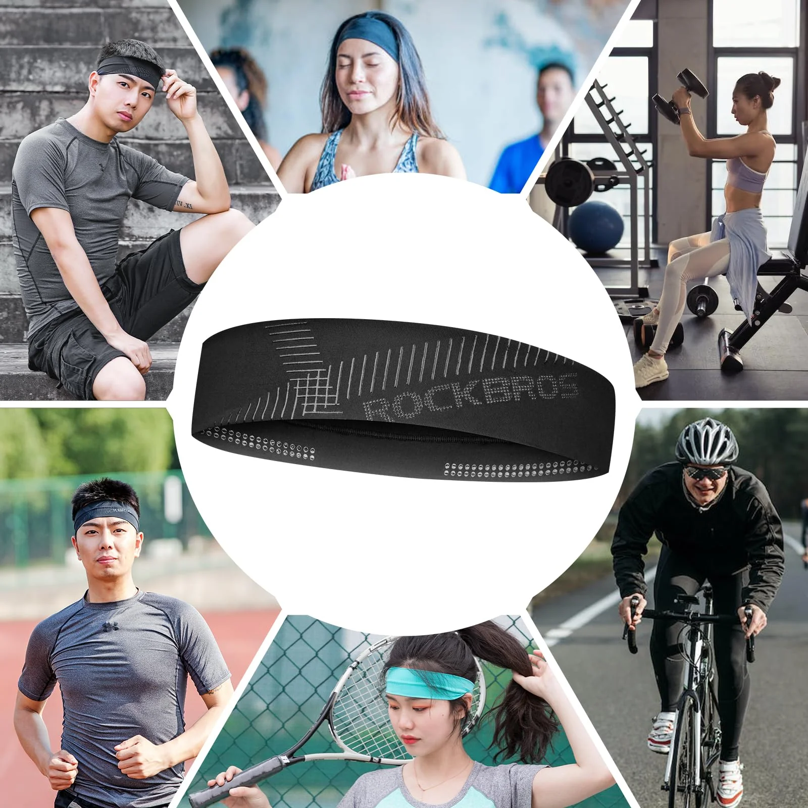 ROCKBROS Elastic Non-Slip Headband for Men Women Soft Sweatband for Running, Yoga Workouts - Image 7