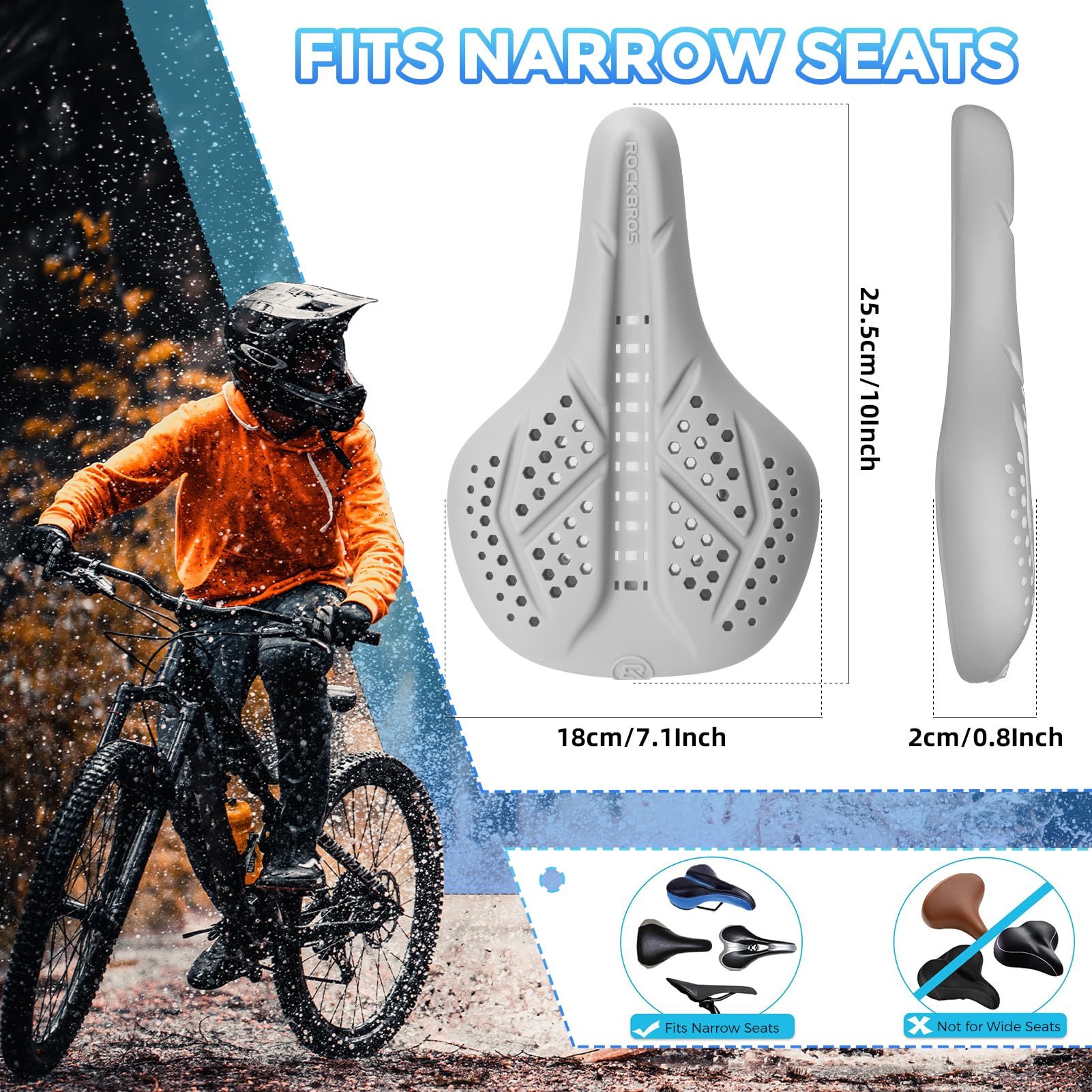 ROCKBROS Extra Soft Silicone Bike Seat Cushion – Anti-Slip, Breathable Cover - Image 12