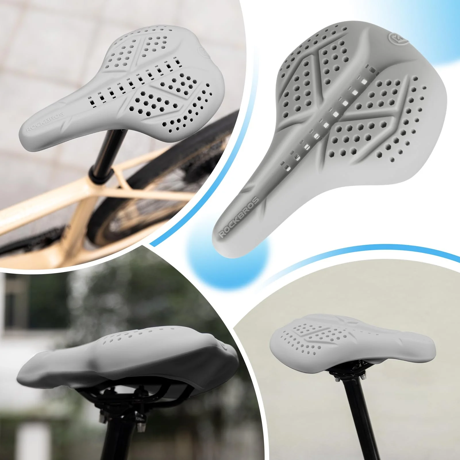 ROCKBROS Extra Soft Silicone Bike Seat Cushion – Anti-Slip, Breathable Cover - Image 14