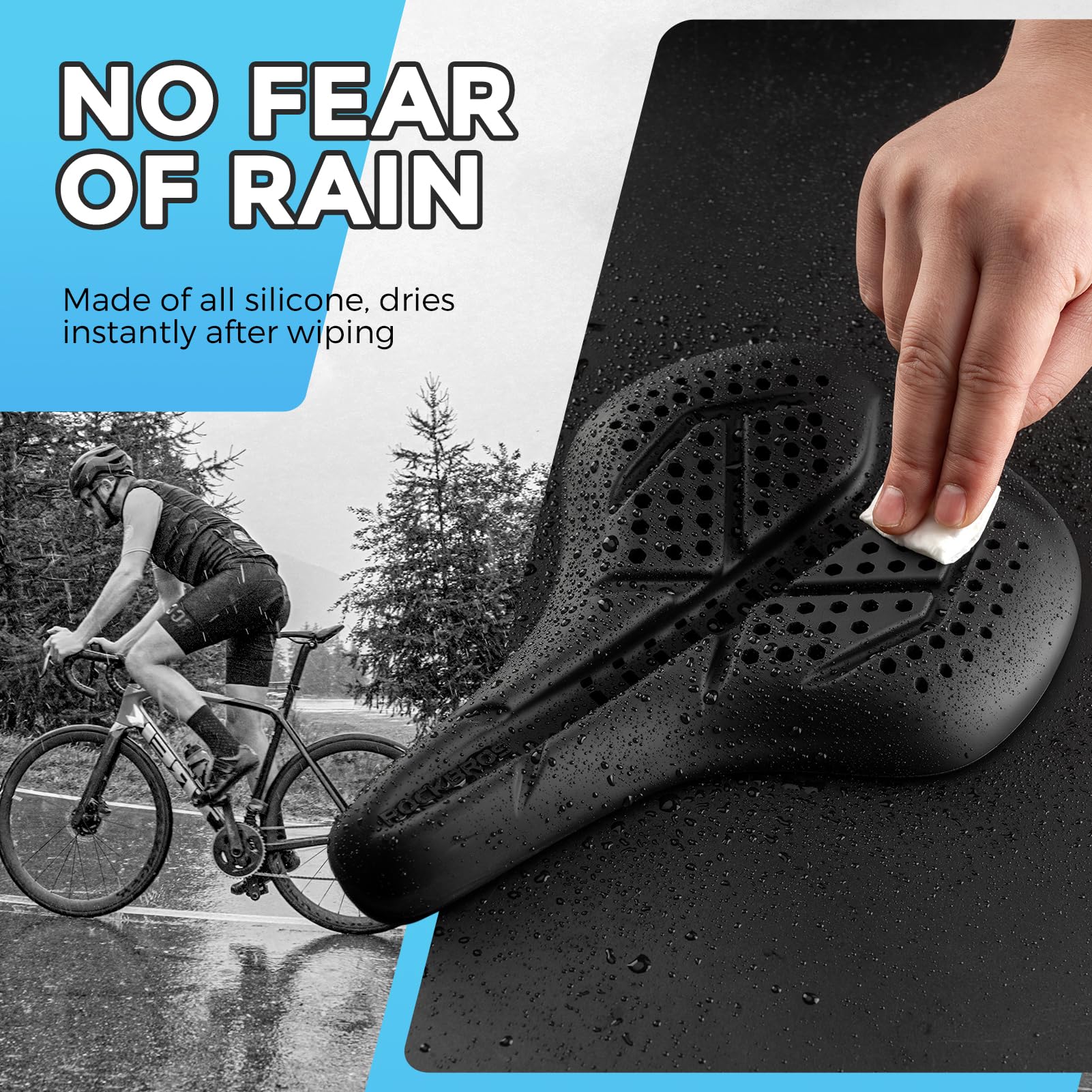 ROCKBROS Extra Soft Silicone Bike Seat Cushion – Anti-Slip, Breathable Cover - Image 6