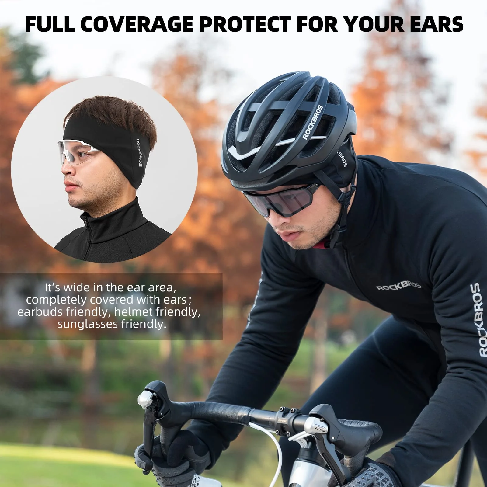 ROCKBROS Fleece Ear Warmers Headband for Men & Women, Warm Ear Cover - Image 3