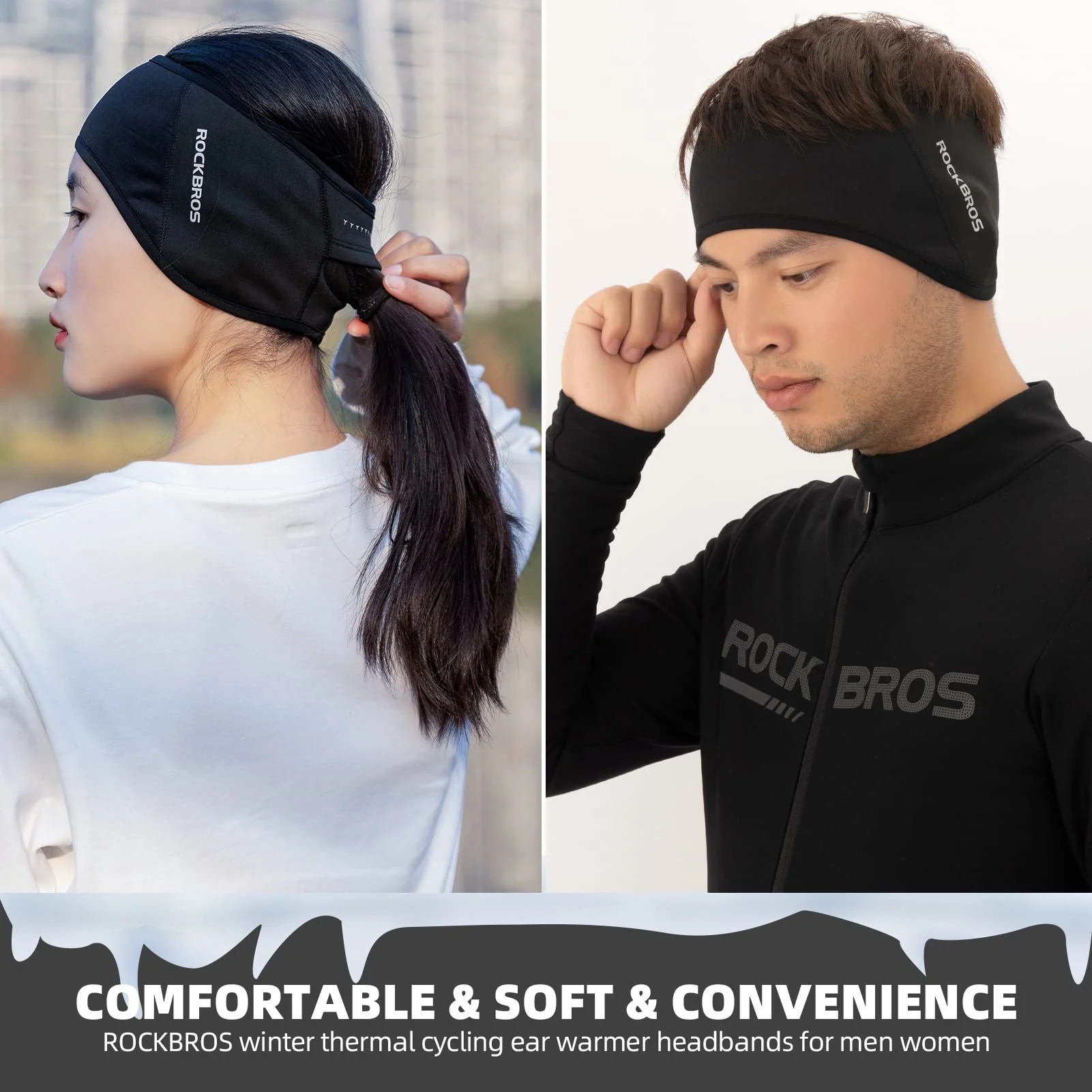 ROCKBROS Fleece Ear Warmers Headband for Men & Women, Warm Ear Cover - Image 5