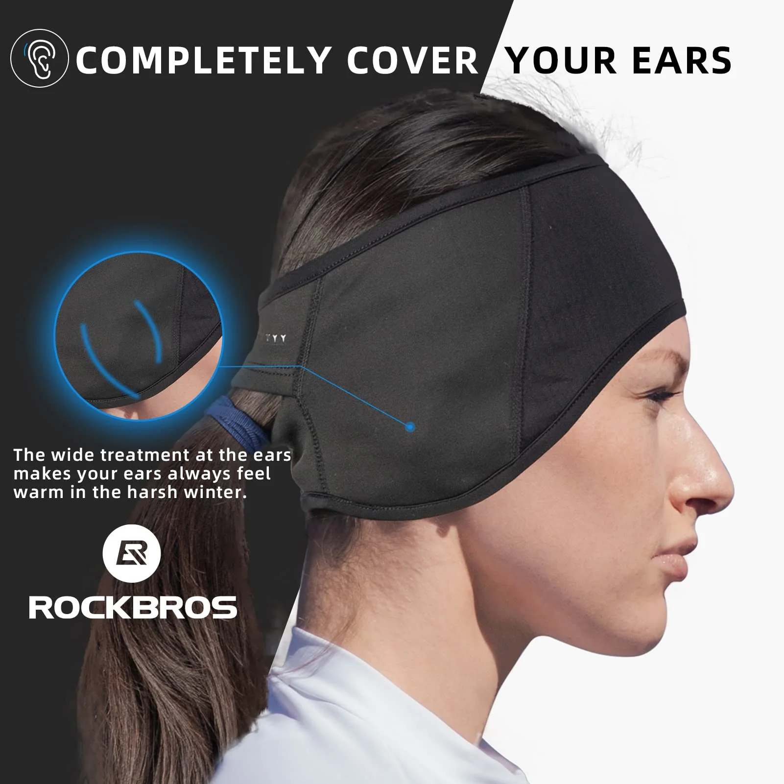 ROCKBROS Fleece Ear Warmers Headband for Men & Women, Warm Ear Cover - Image 8