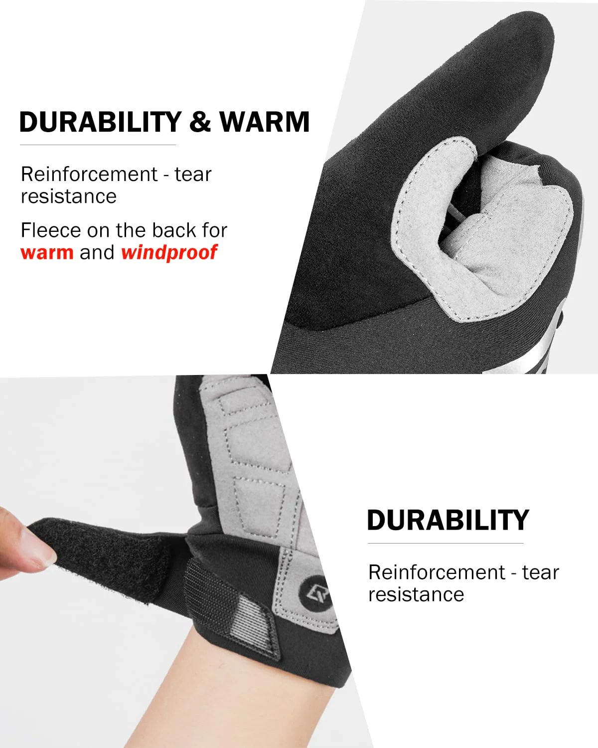 ROCKBROS Full Finger Cycling Gloves, Motorcycle Mountain Bike Gloves for Men - Image 3