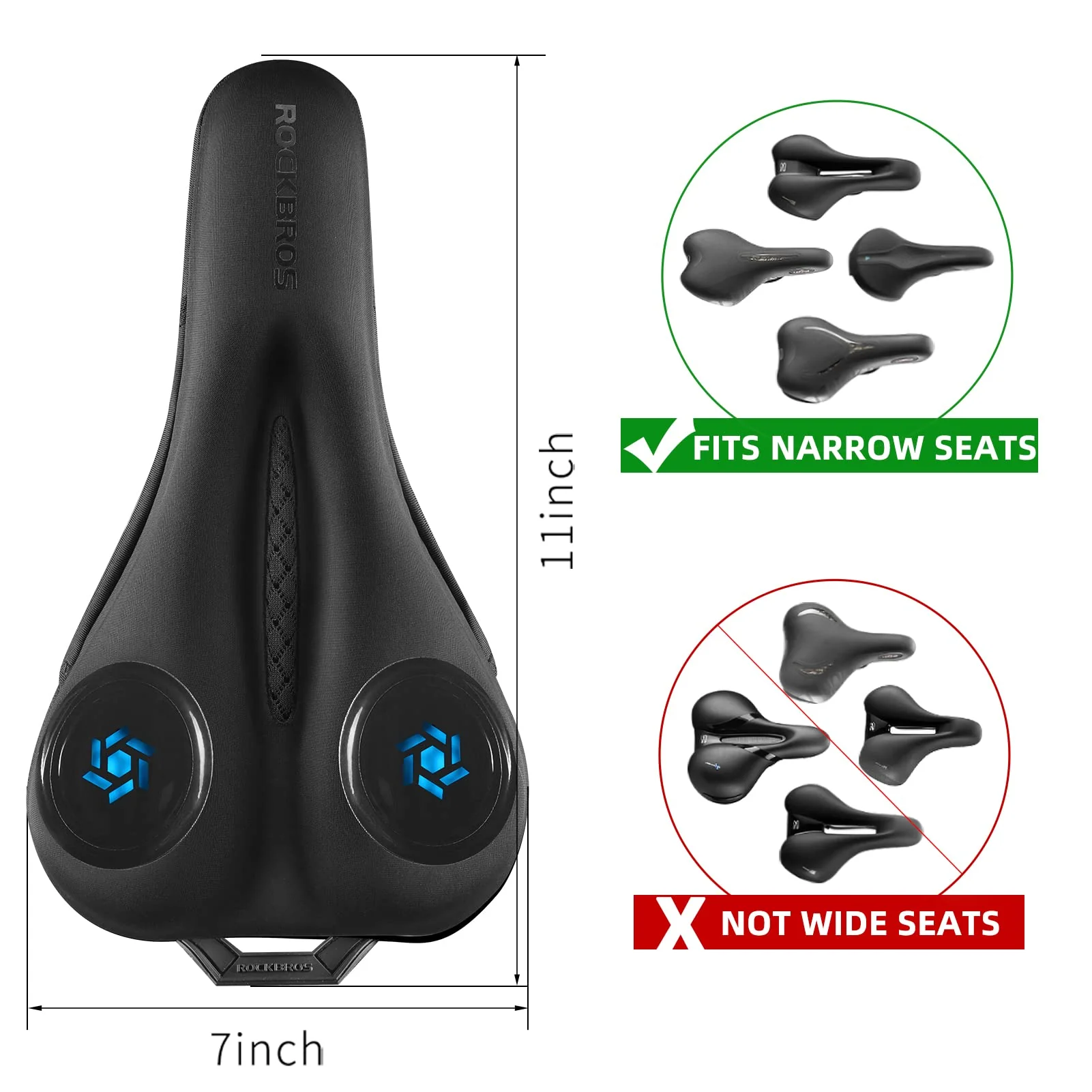 ROCKBROS Gel Bike Seat Cushion Padded Narrow Cover for Peloton Spin Bikes - Image 3