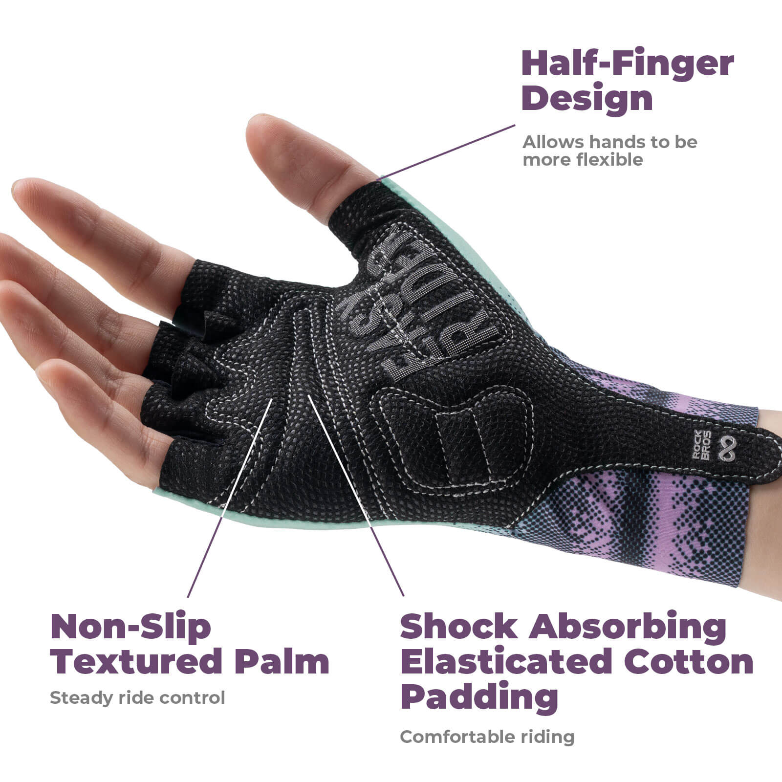 ROCKBROS Half-Finger Women Cycling Gloves Summer Gradient - Image 4