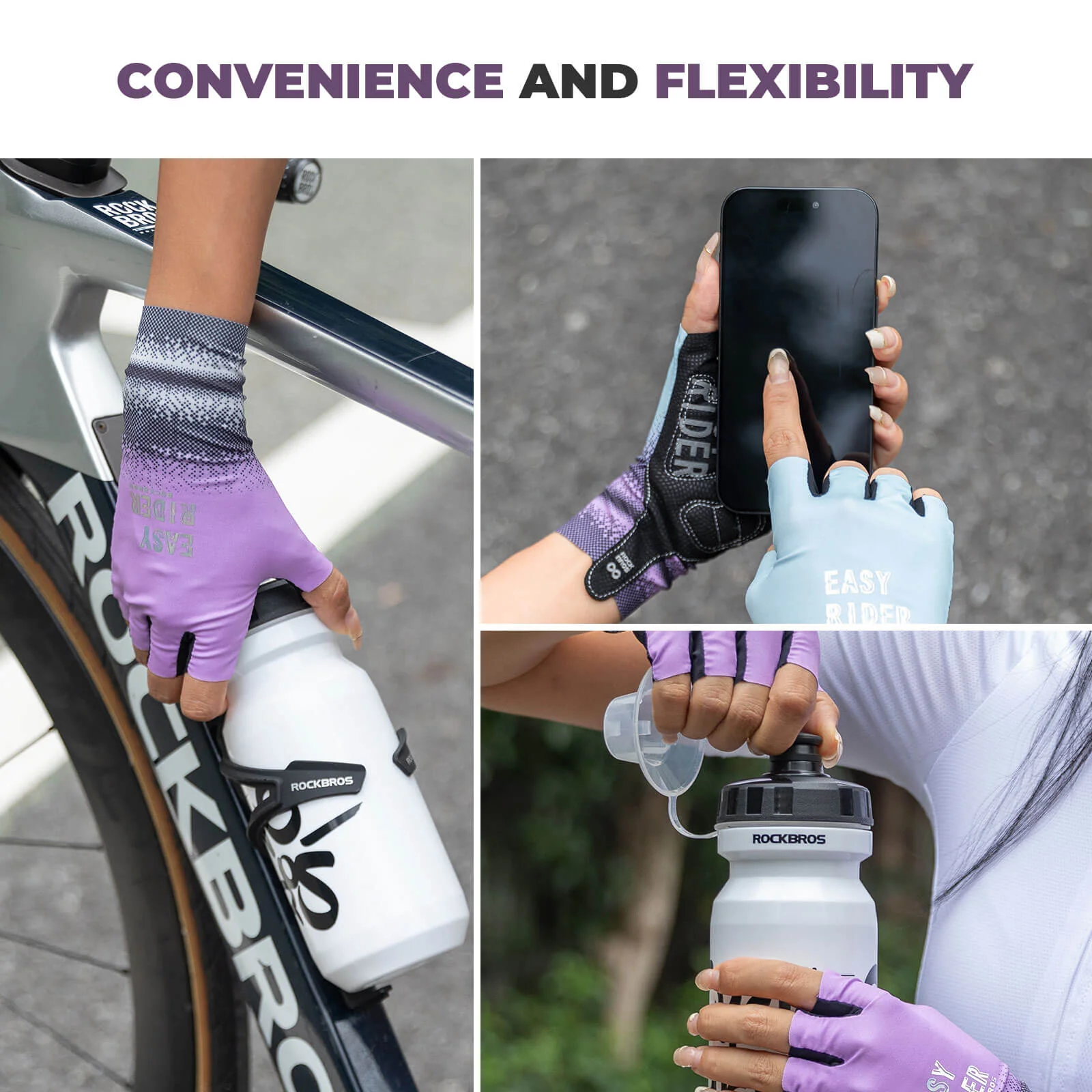 ROCKBROS Half-Finger Women Cycling Gloves Summer Gradient - Image 6