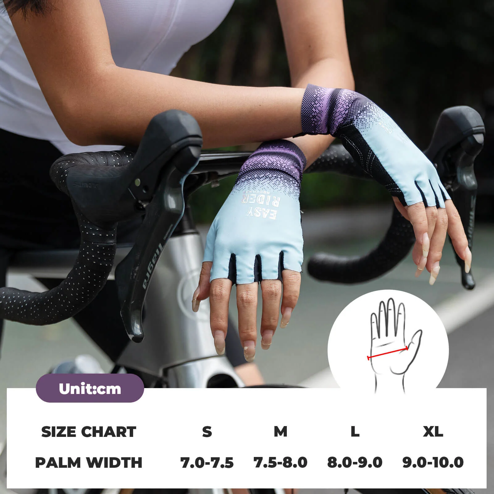ROCKBROS Half-Finger Women Cycling Gloves Summer Gradient - Image 8