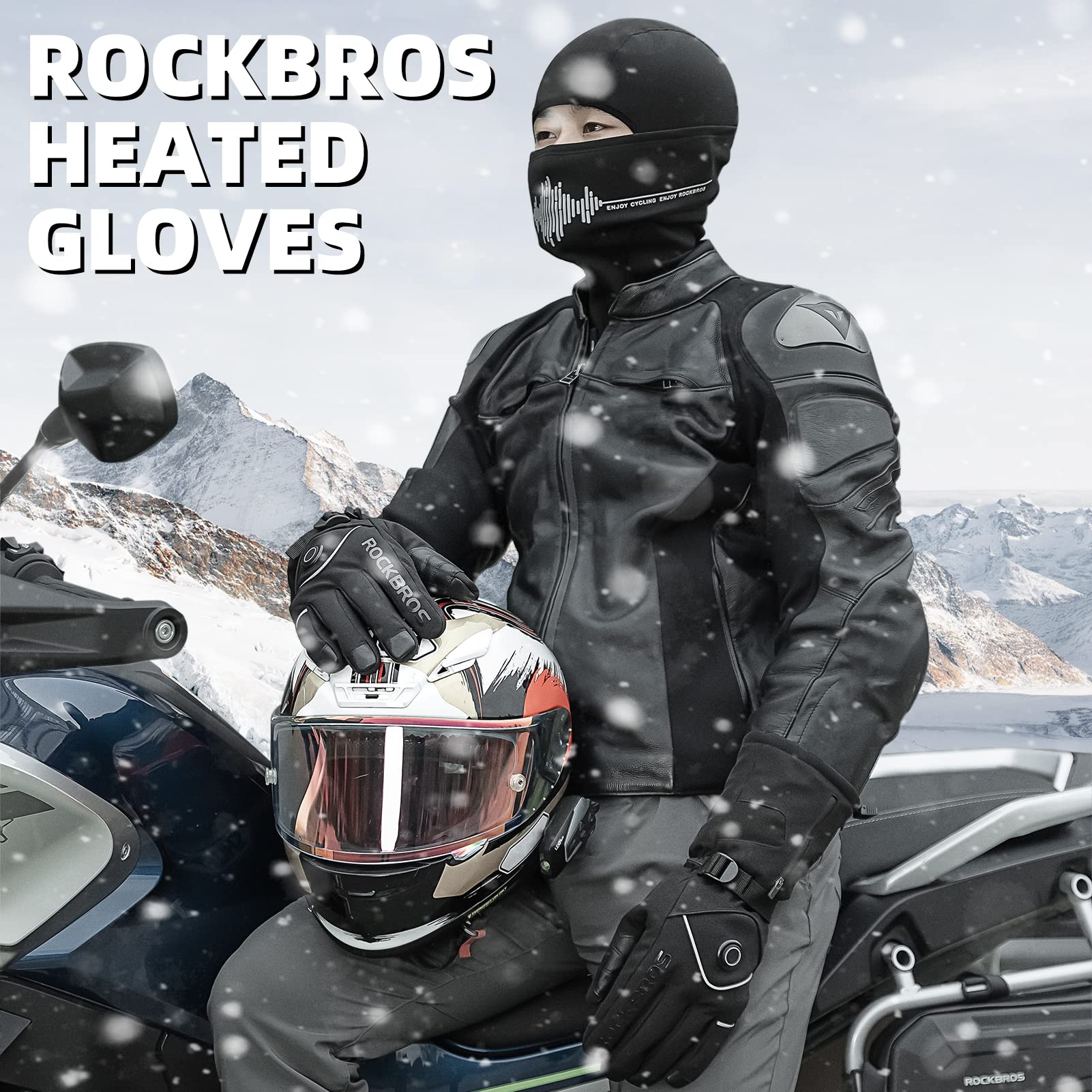 ROCKBROS Heated Gloves, Rechargeable Winter Touchscreen Gloves for Cycling, Skiing, Motorcycling - Image 6