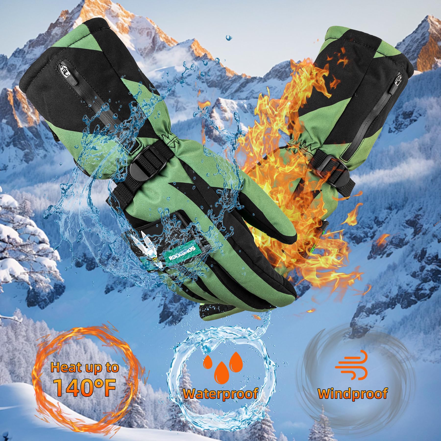 ROCKBROS Heated Gloves, Rechargeable Winter Touchscreen Hand Warmers for Men Women - Image 2