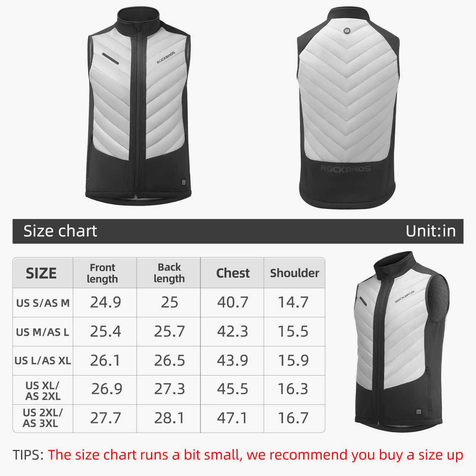 ROCKBROS Heated Vest – Fast Heating, 5 Zones, Unisex, Washable - Image 4