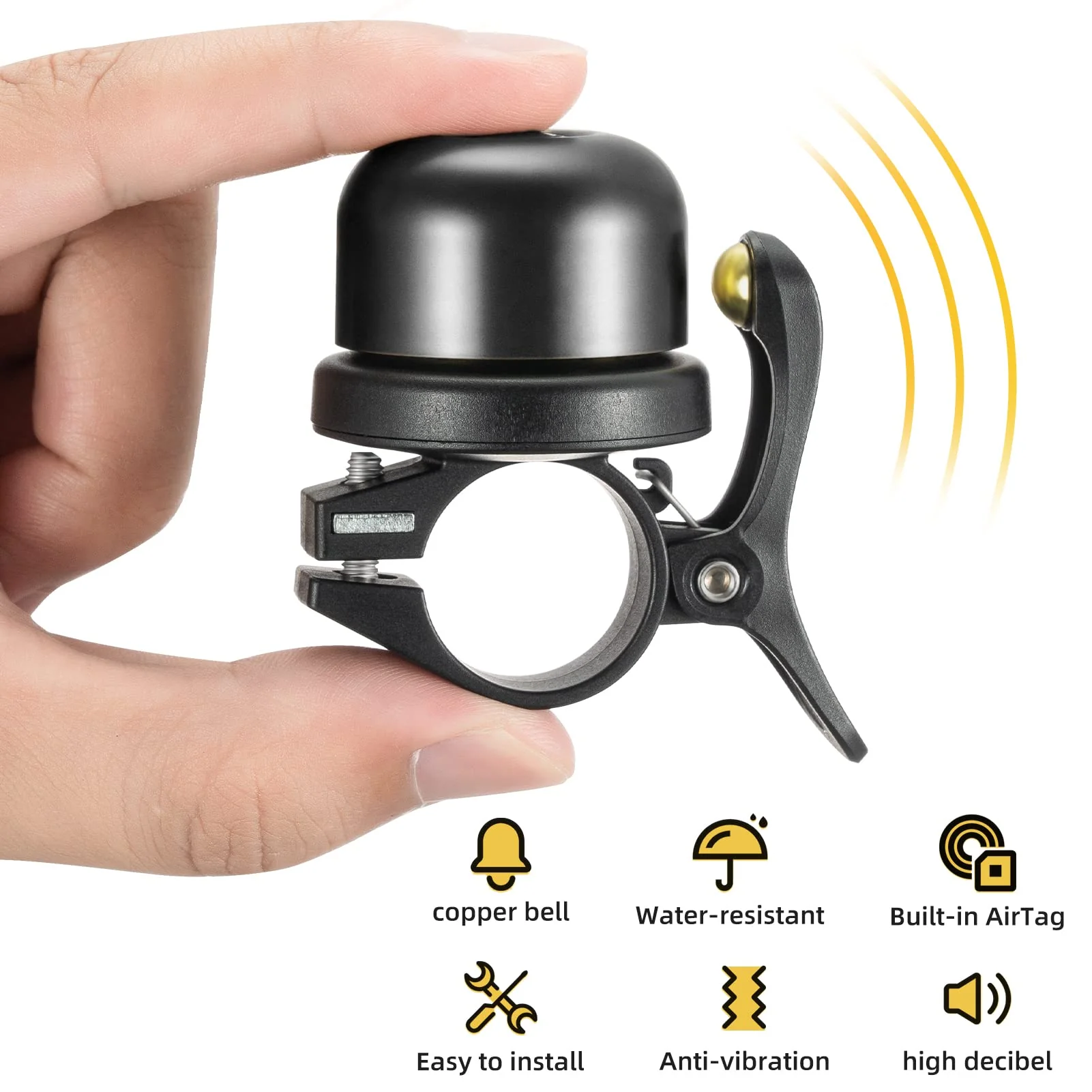 ROCKBROS Hidden AirTag Bike Bell, Anti-Theft GPS Tracker for 0.87"/22.2mm, 1"/25.4mm, 1.25"/31.8mm Handlebars - Image 14
