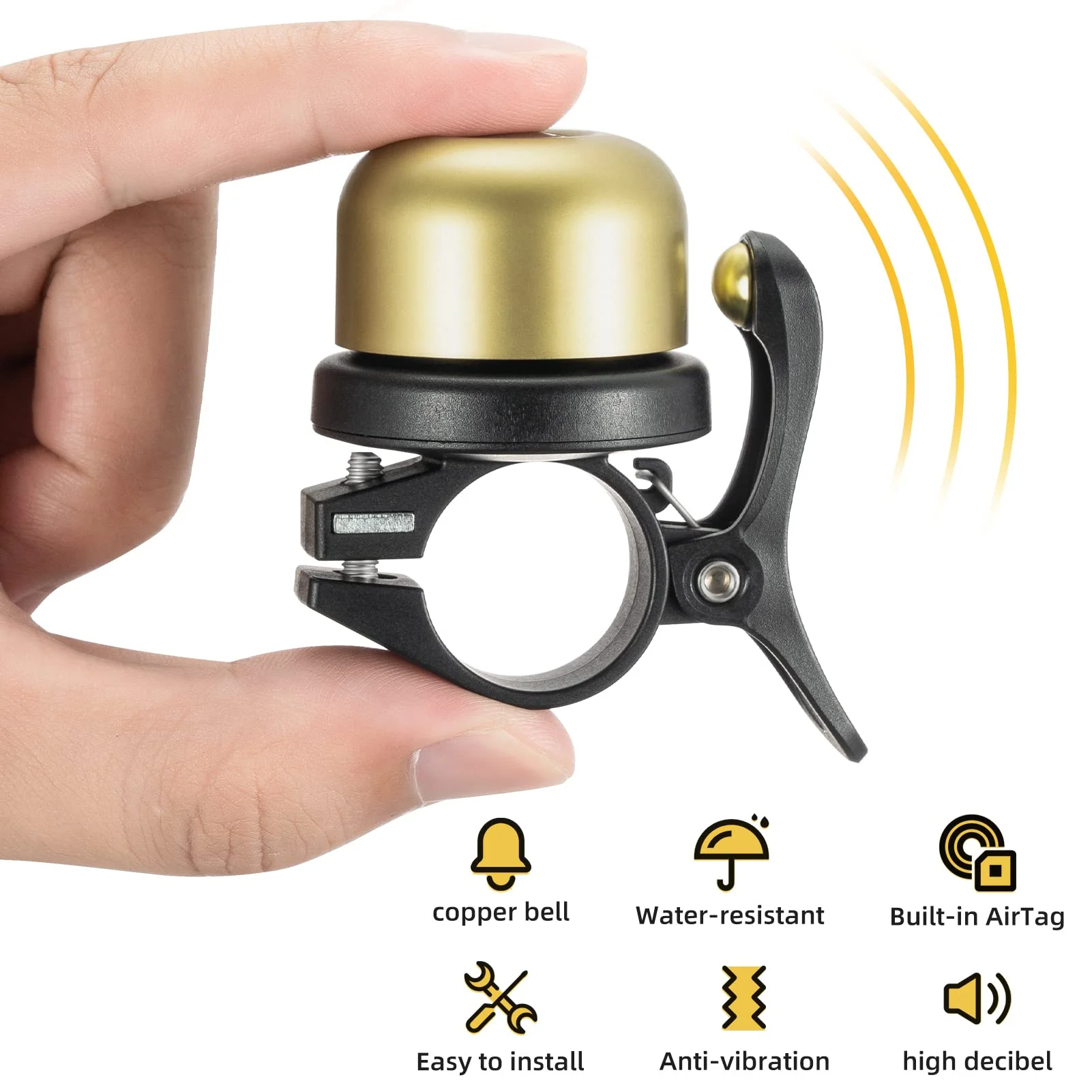 ROCKBROS Hidden AirTag Bike Bell, Anti-Theft GPS Tracker for 0.87"/22.2mm, 1"/25.4mm, 1.25"/31.8mm Handlebars - Image 7