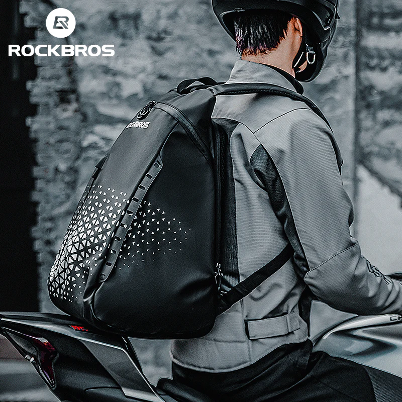 ROCKBROS High-Capacity 14.5L Helmet Backpack with Reflective Safety Design - Image 4