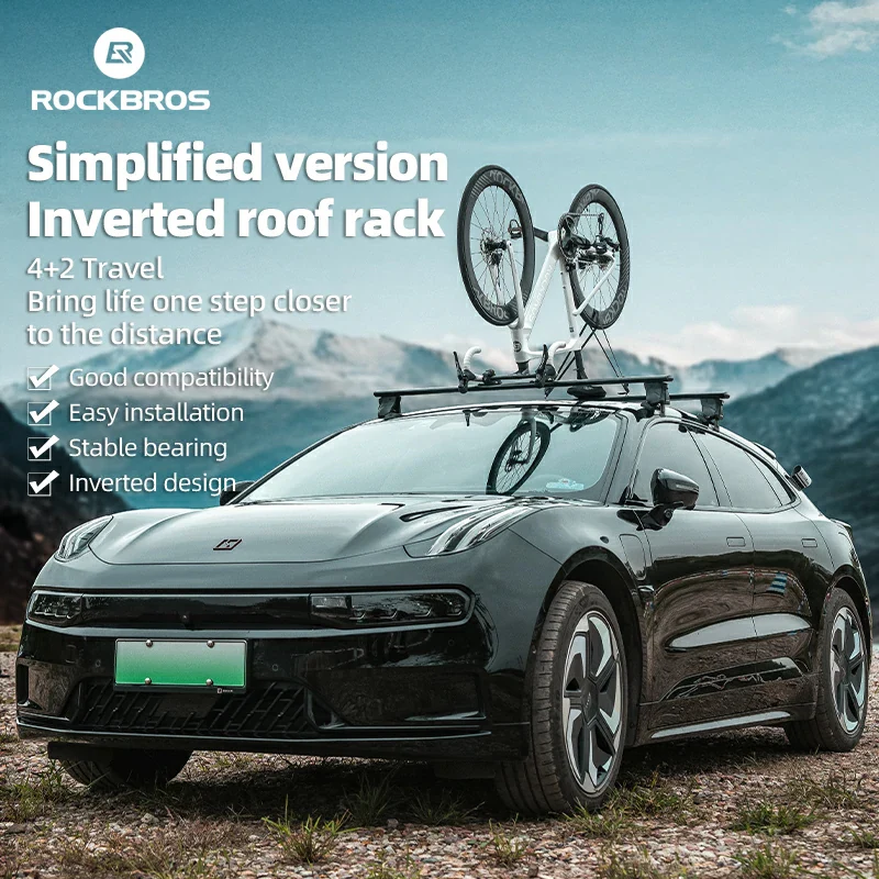 ROCKBROS Inverted Roof Bike Rack for Cars Quick-Release Straps and Clamps - Image 2