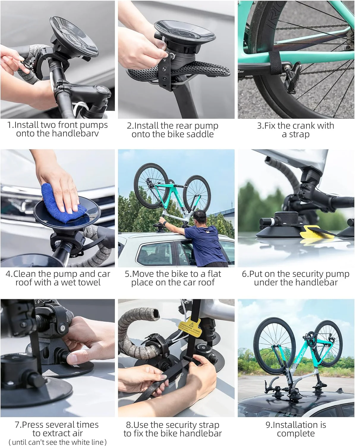 ROCKBROS Inverted Suction Cup Bike Rack Secure Mount for 1 Bike No Removal Needed - Image 7