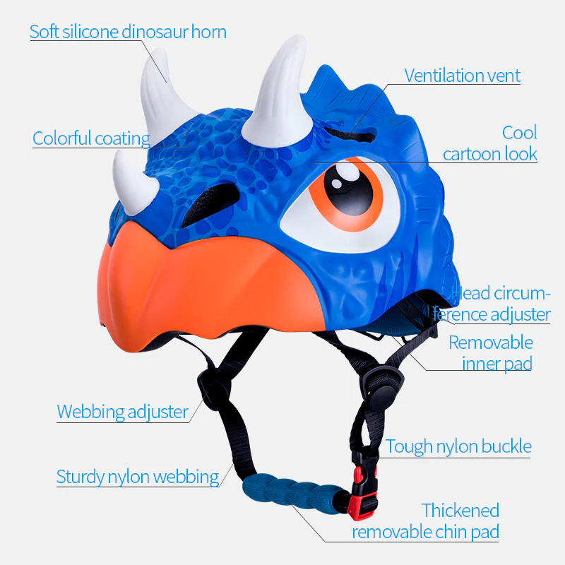 ROCKBROS Kids Cartoon Dinosaur Helmet Adjustable Lightweight - Image 5