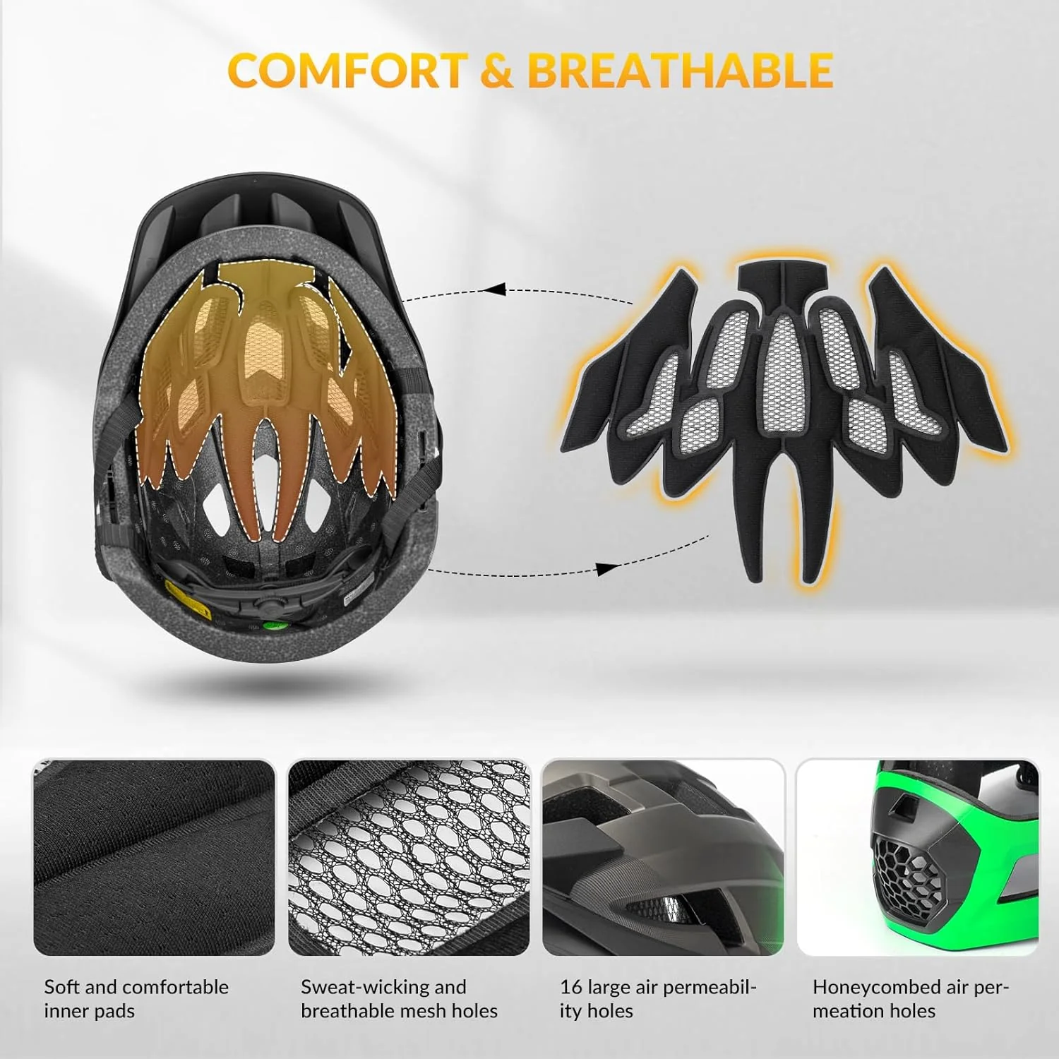 ROCKBROS Kids Full Face Bike Helmet Ages 5-14 Anti-Collision Detachable Chin - Image 10