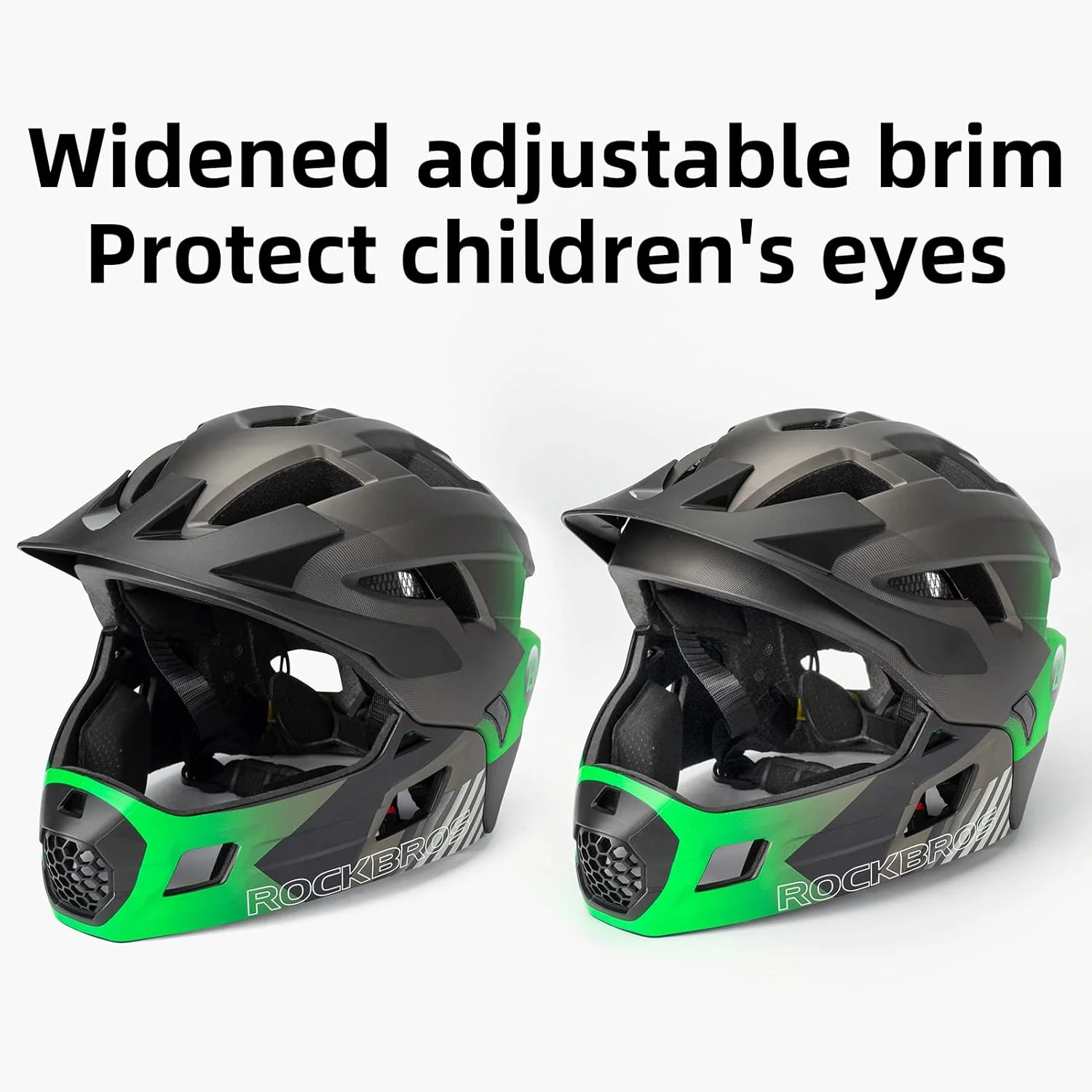 ROCKBROS Kids Full Face Bike Helmet Ages 5-14 Anti-Collision Detachable Chin - Image 15