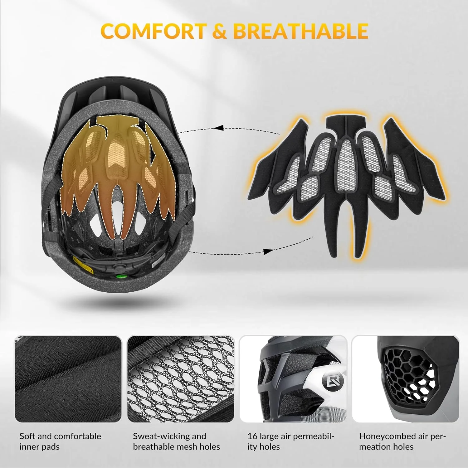 ROCKBROS Kids Full Face Bike Helmet Ages 5-14 Anti-Collision Detachable Chin - Image 16