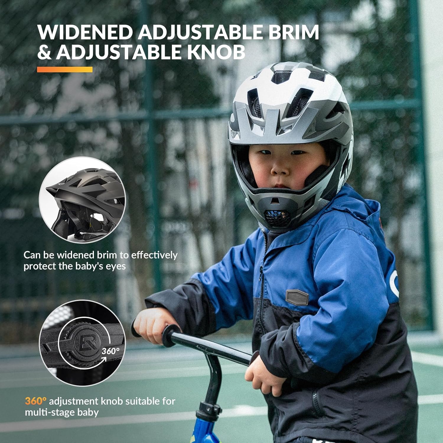 ROCKBROS Kids Full Face Bike Helmet Ages 5-14 Anti-Collision Detachable Chin - Image 19