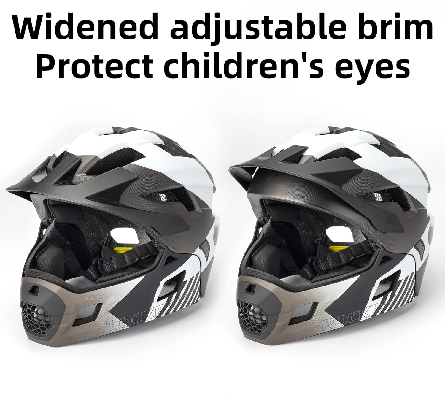 ROCKBROS Kids Full Face Bike Helmet Ages 5-14 Anti-Collision Detachable Chin - Image 22