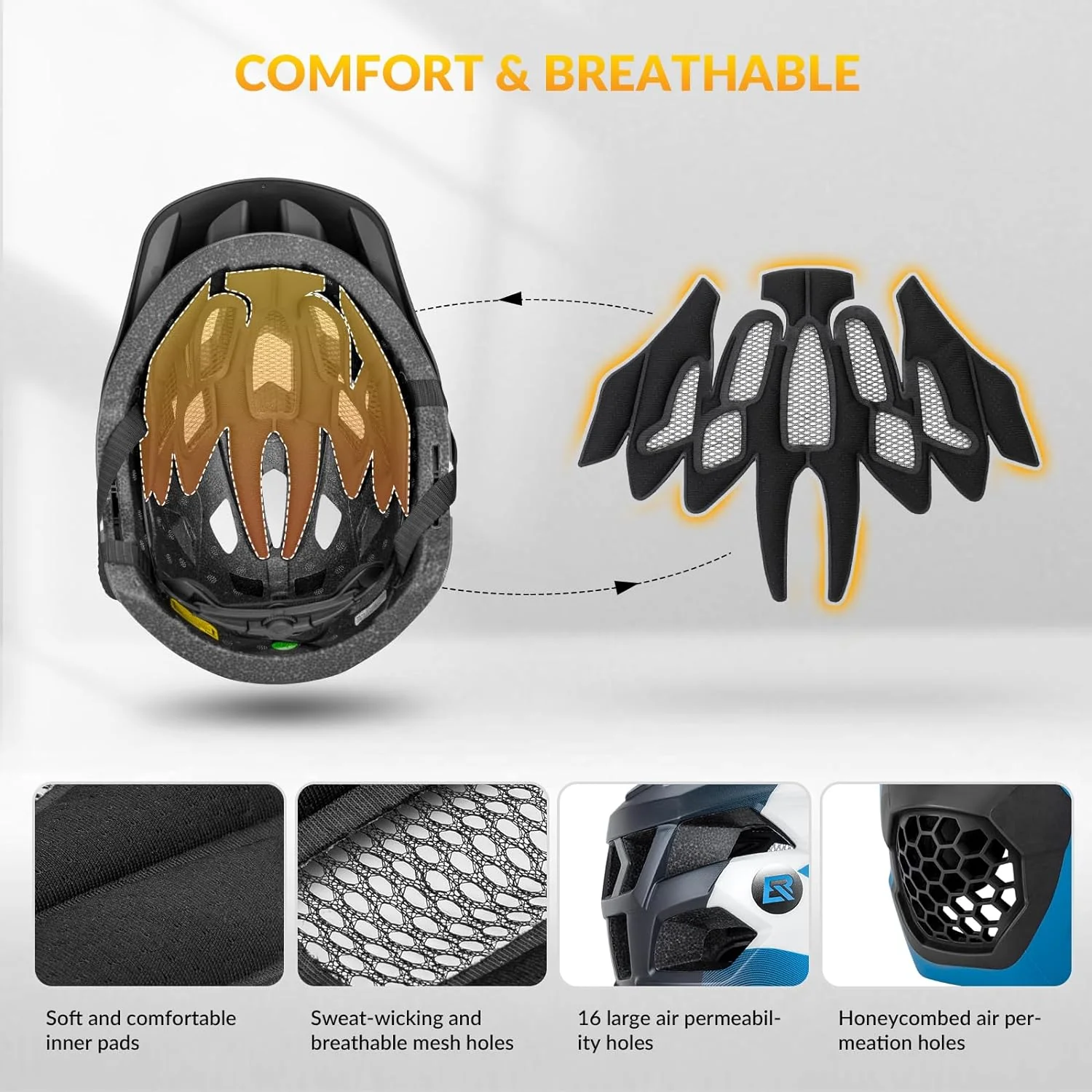 ROCKBROS Kids Full Face Bike Helmet Ages 5-14 Anti-Collision Detachable Chin - Image 4