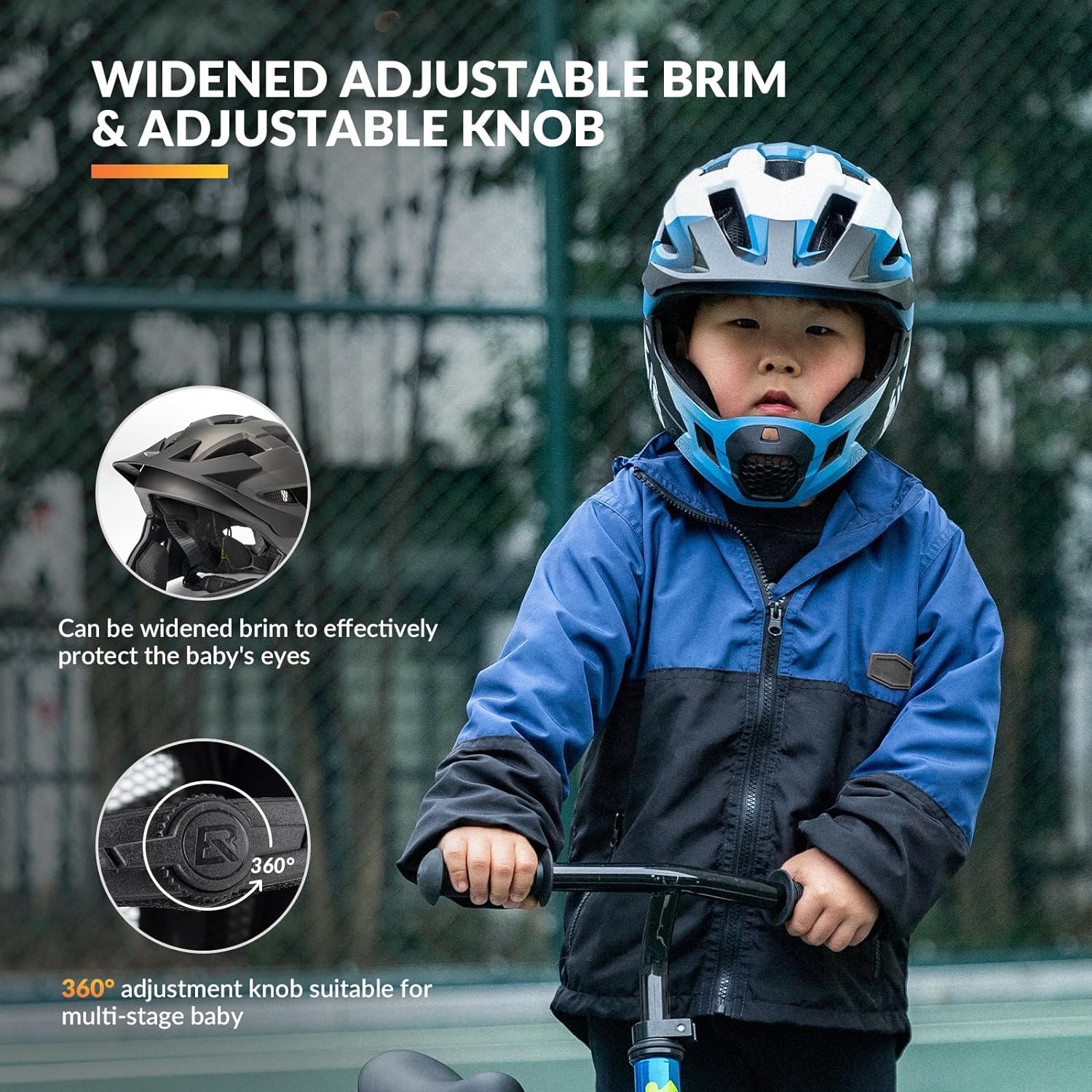 ROCKBROS Kids Full Face Bike Helmet Ages 5-14 Anti-Collision Detachable Chin - Image 7