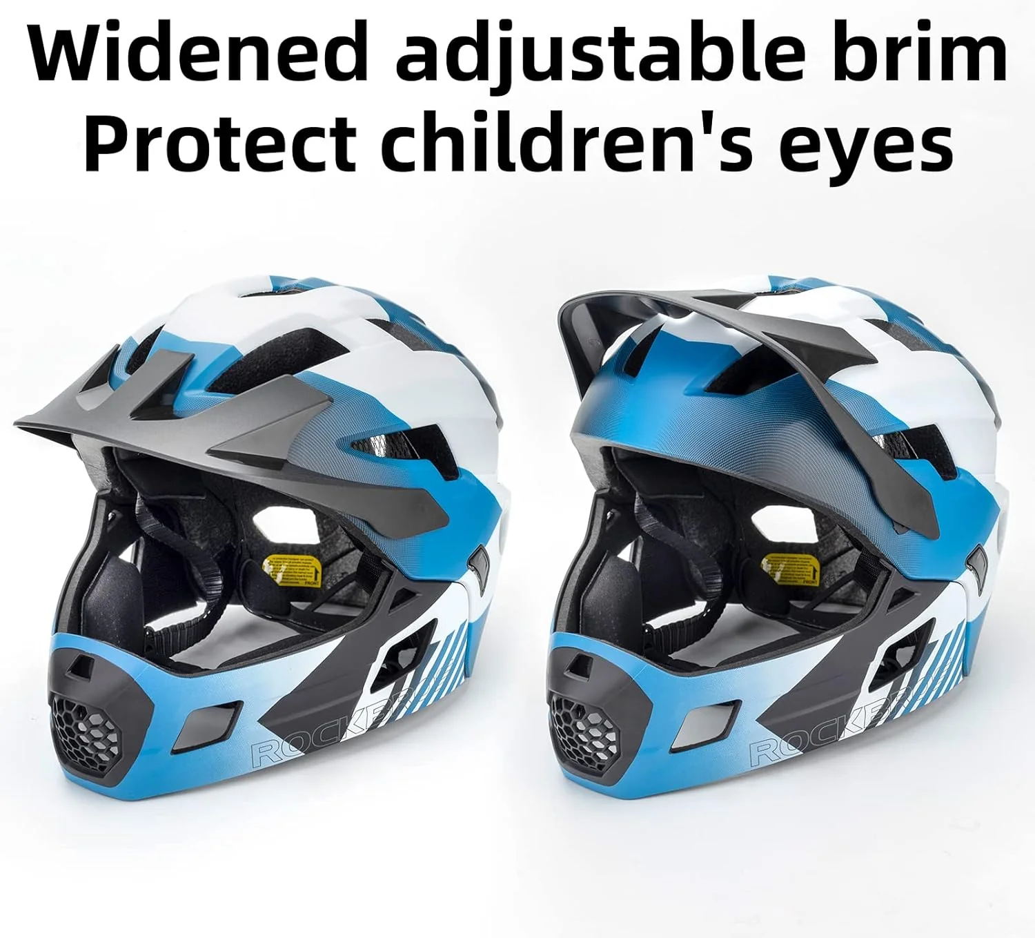 ROCKBROS Kids Full Face Bike Helmet Ages 5-14 Anti-Collision Detachable Chin - Image 9